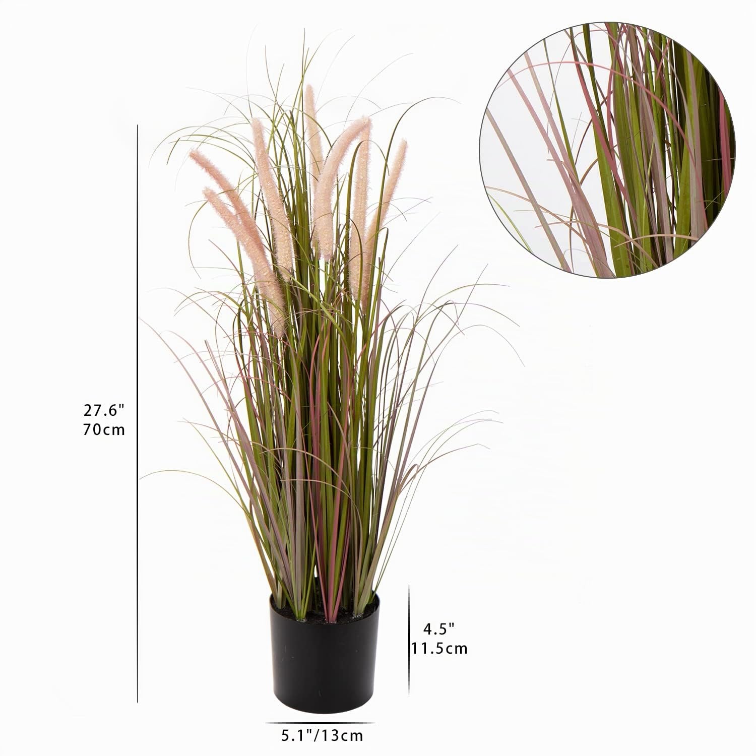 Hollyone Pianta artificiale da 70 cm, erba della pampa rosa, piante in plastica, pianta finta alta, grandi piante decorative per interni ed esterni, casa, soggiorno, ufficio