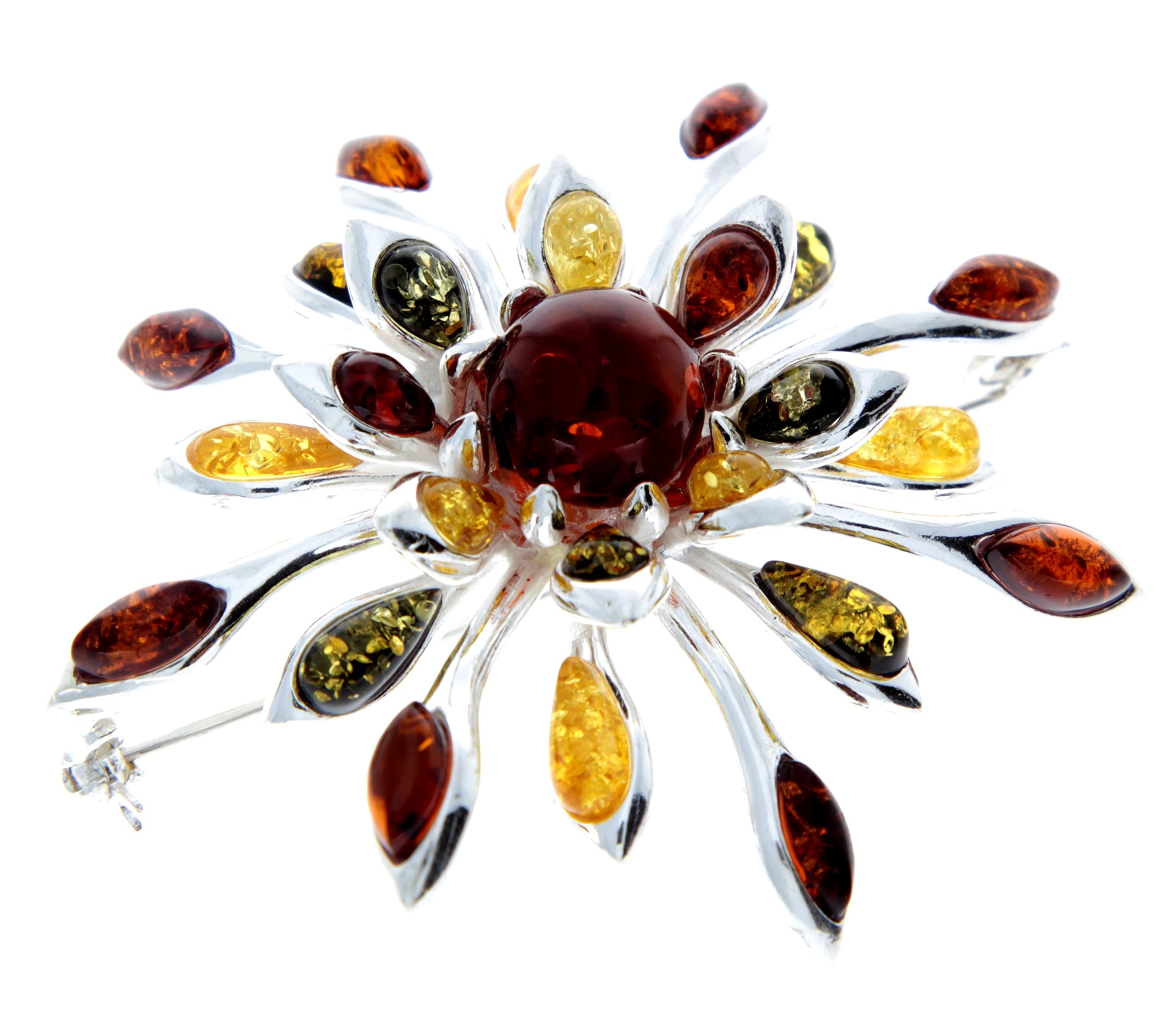 Broche En Ambre Naturel Et Argent 925 - Bijou Femme, Neuf Avec étiquettes