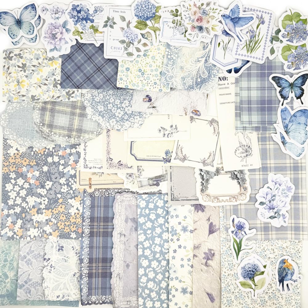 100PCS Vintage Floral Scrapbook Paper,Textured Paper Assorted Set, Special Papers Label for Junk Journal Diary Journal Embellishment Supplies DIY