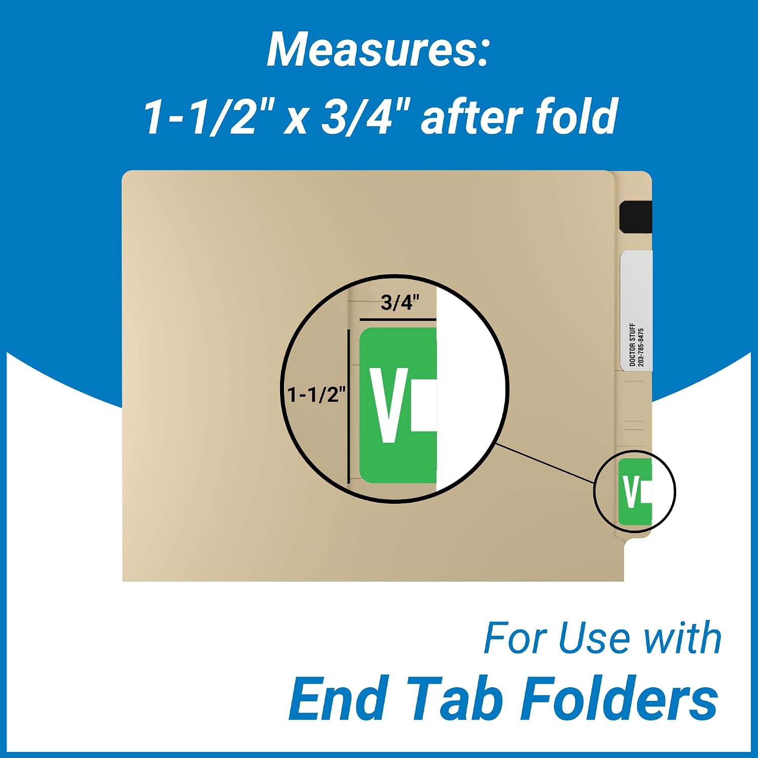 Doctor Stuff - File Folder Labels, Alphabet Letter V, Barkley FADBM - ADPK Series Compatible Alpha Stickers, Dark Green/White, 1-1/2" x 1-1/2", 228 Labels per Package