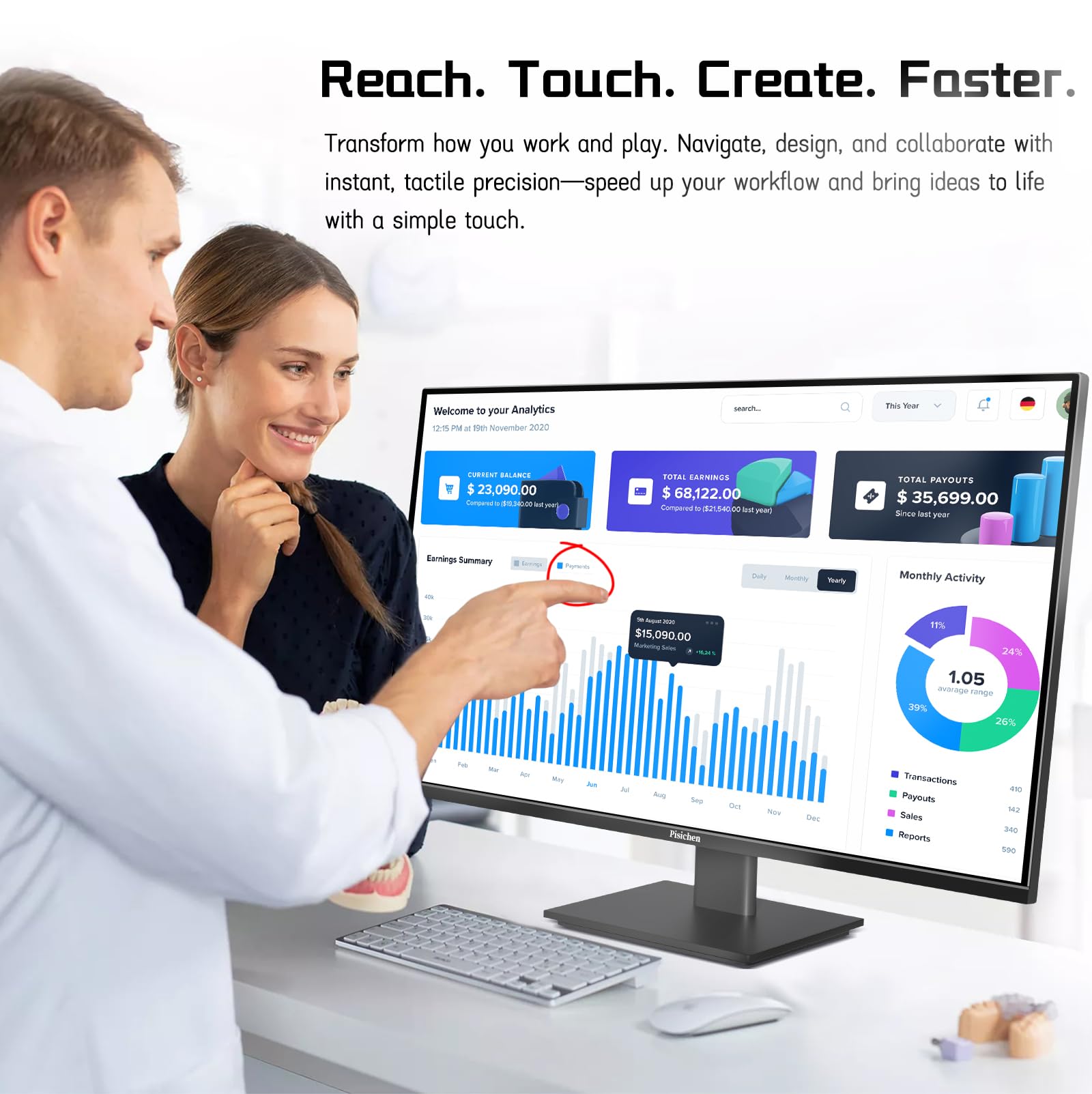 Amazon.com: 27 Inch Touch Screen Monitor 2K 240Hz QHD 2560x1440
