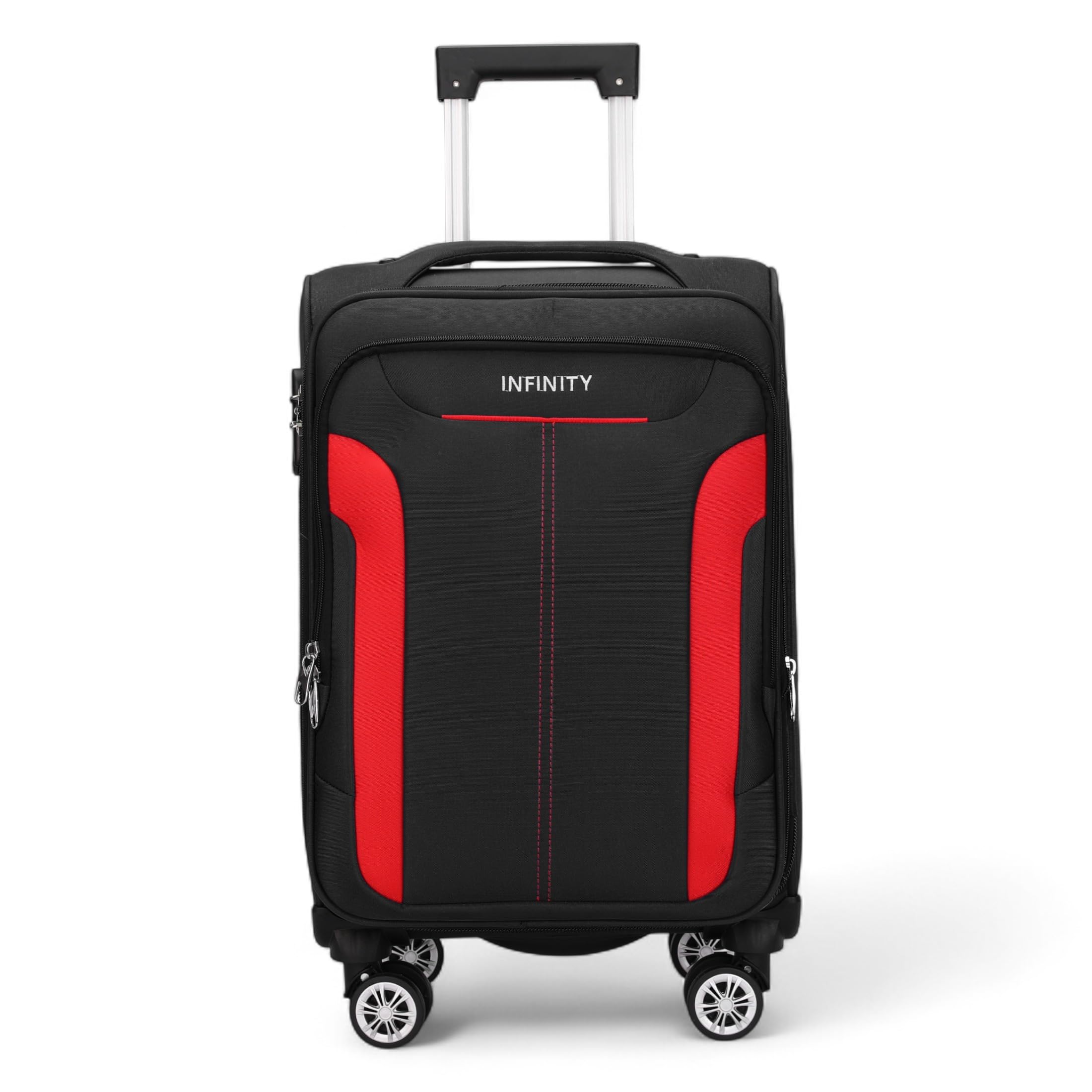 Infinity Leather Rozszerzalne zestawy bagażowe miękka skorupa lekki nylonowy wózek podróżny walizka kabinowa torby wakacyjne walizka, Czarny, S(58cm 43L), Bagaż podręczny