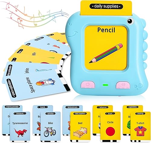 Juguetes para niños pequeños de 2, 3, 4, 5 años, tarjetas flash de discurso de bolsillo Richgv Juguetes de dinosaurio, regalos de cumpleaños para