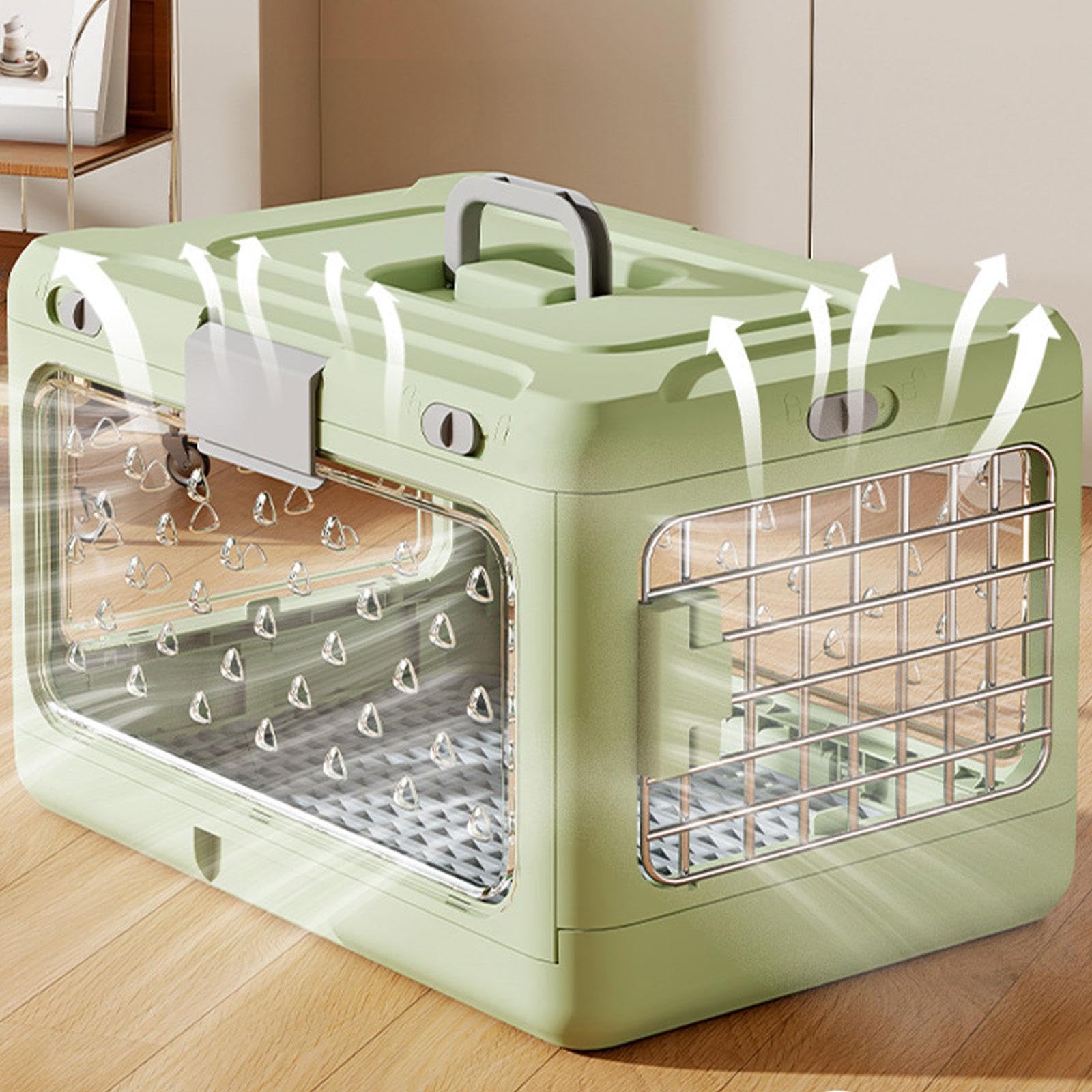 Jaula Plegable para Mascotas, Transportín para Animales Pequeños de PP Y Hierro, Robusta Y Fácil de Limpiar, Ideal para Viajes Y Mudanzas.