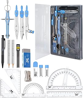 Mr. Pen- Geometry Set, 15 pcs, Blue, 6 Inch Swing Arm Protractor, Divider, Set Squares, Ruler, Compasses and Protractor