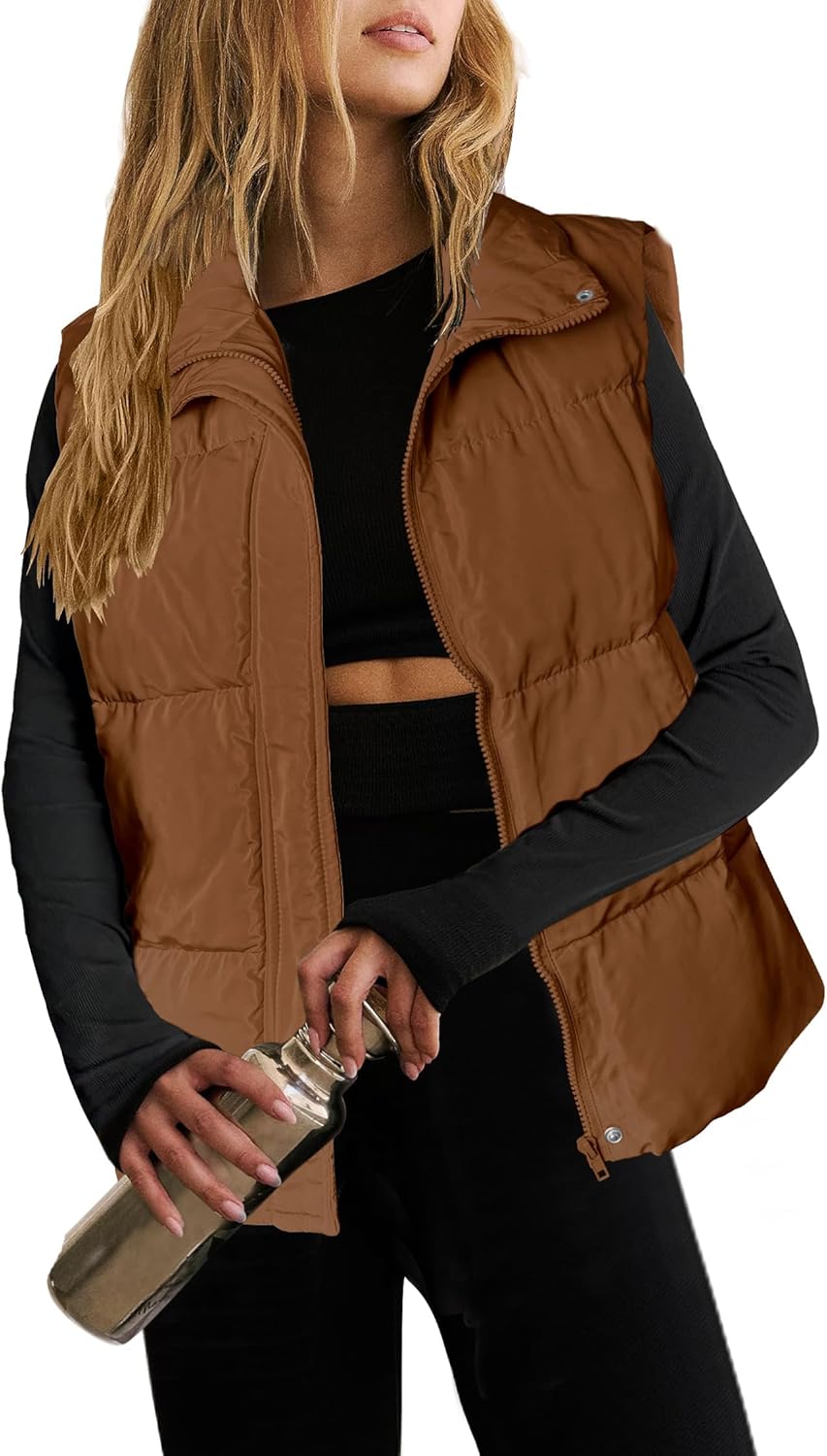 Zeagoo Women Puffer Vest Lightweight Stand Collar Sleeveless Winter Warm Zip Up Padded Outerwear Jackets with Pockets S-XXL Zeagoo Women Puffer Vest Lightweight Stand Collar Sleeveless Winter Warm Zip Up Padded Outerwear Jackets with Pockets S-XXL