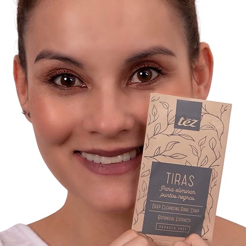 Miniatura 4 de TEZ Tira nasal de limpieza profunda, elimina puntos negros, poros limpios, sin parabenos, extractos botánicos, té verde y carbón (té verde, 6)