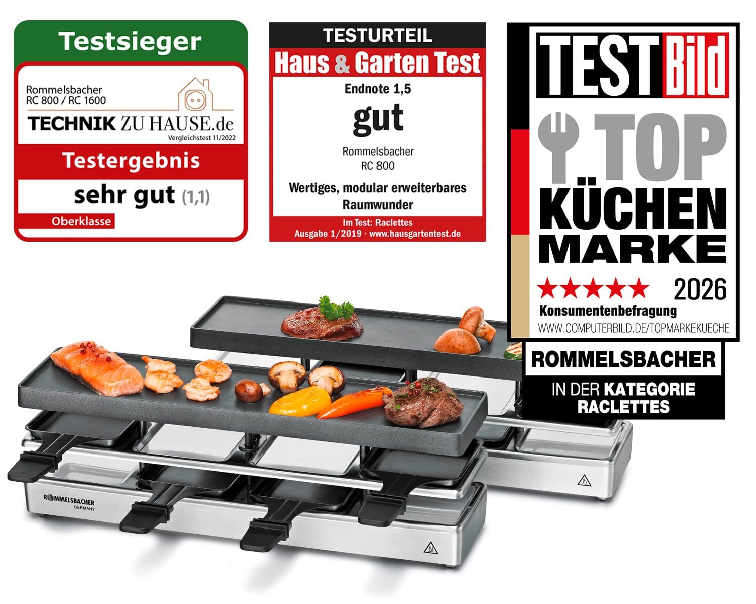 ROMMELSBACHER RC 1600 Raclette-Grill Tischgrill 1460 W silber