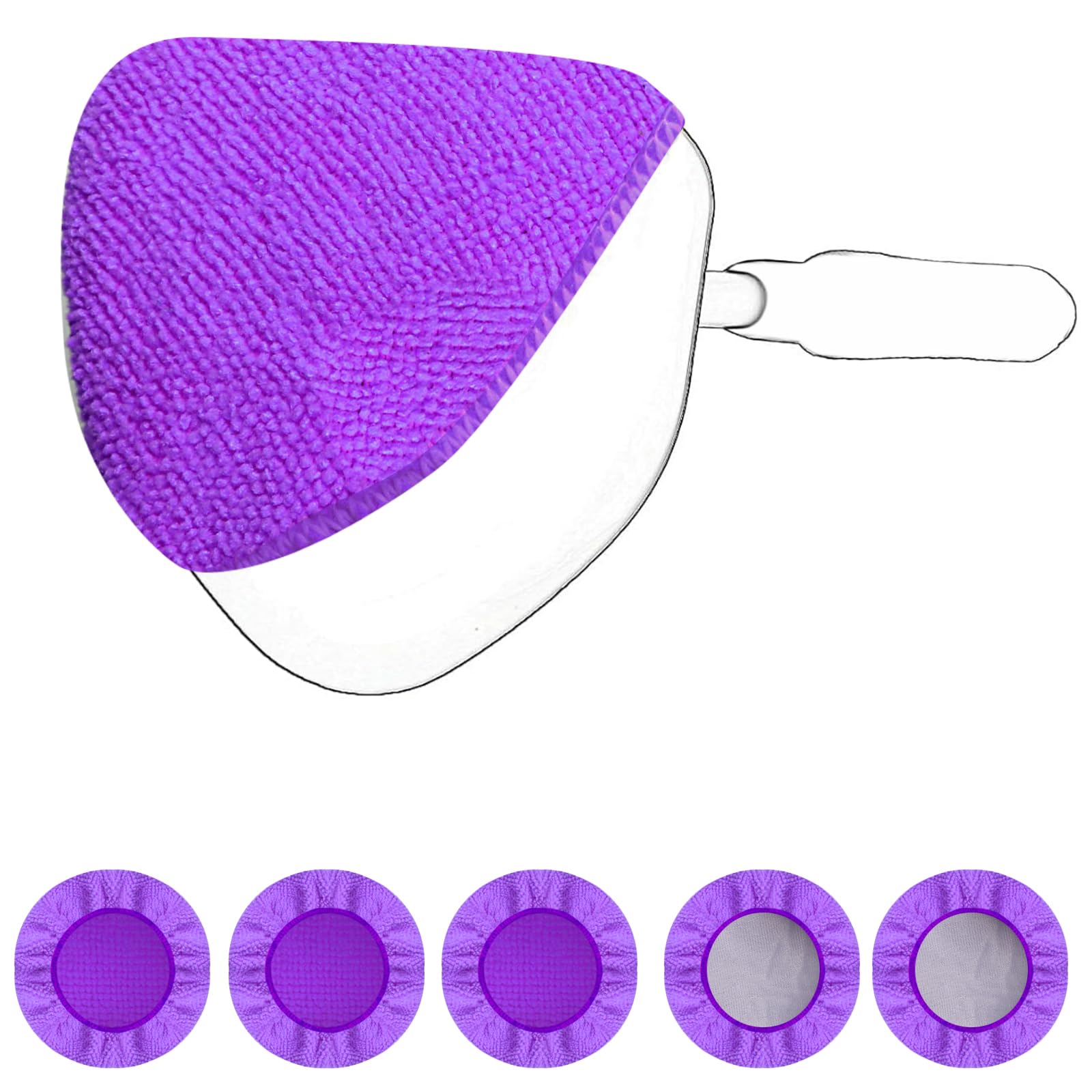 Paquete de 5 paños de microfibra reemplazados para el cuidado del automóvil para XINDELL Cepillo de limpieza de parabrisas de rizo de algodón lavable almohadillas de lavado de coche – 5 pulgadas de