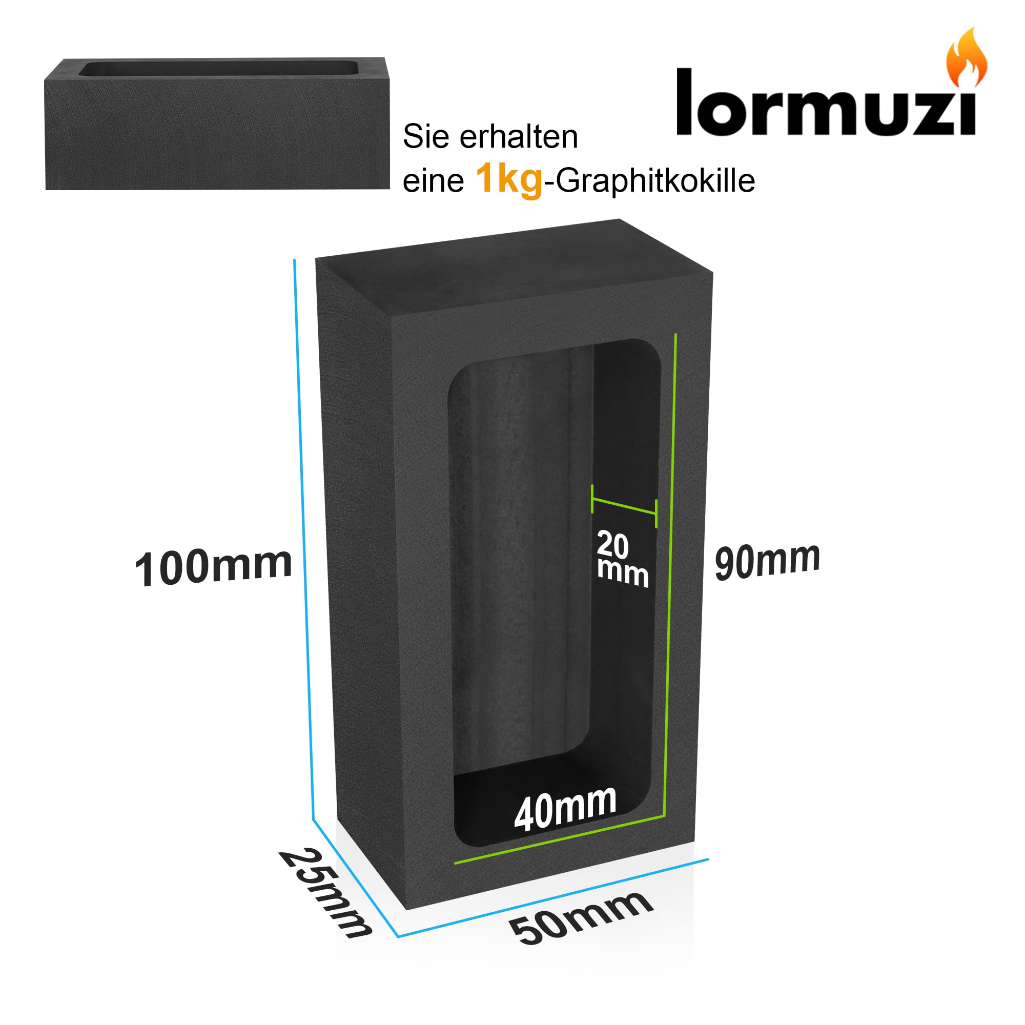 (Paquete de 4 kg de 4) Coquilla de grafito de alta pureza Forma de barra de grafito Oro Plata Aluminio Cobre Latón Zinc-plomo Molde de fundición de metal