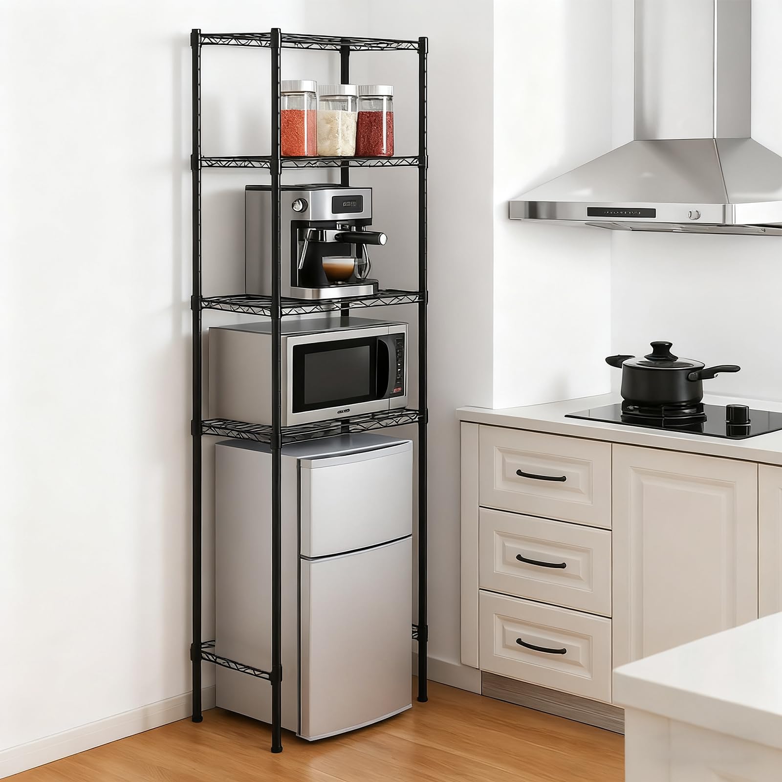 Mini estante para frigorífico de altura ajustable (negro)