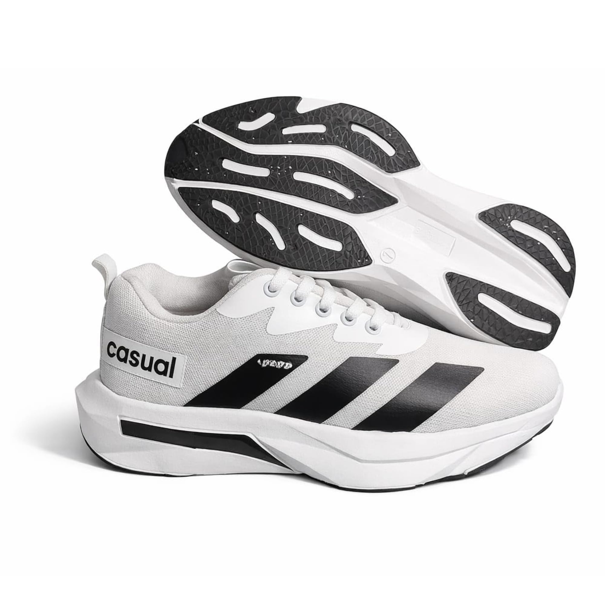 Mens Sports Running Shoes Lightweight Breathable Mesh Sneakers Lace Up Comfortable Cushion Sole Training Gym Walking Shoes (White, UK Footwear Size System, Adult, Men, Numeric, Medium, 8)-image-17