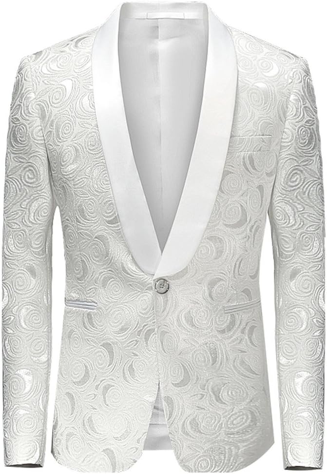 Vchomi Men's White Patterned Casual Sport Coat