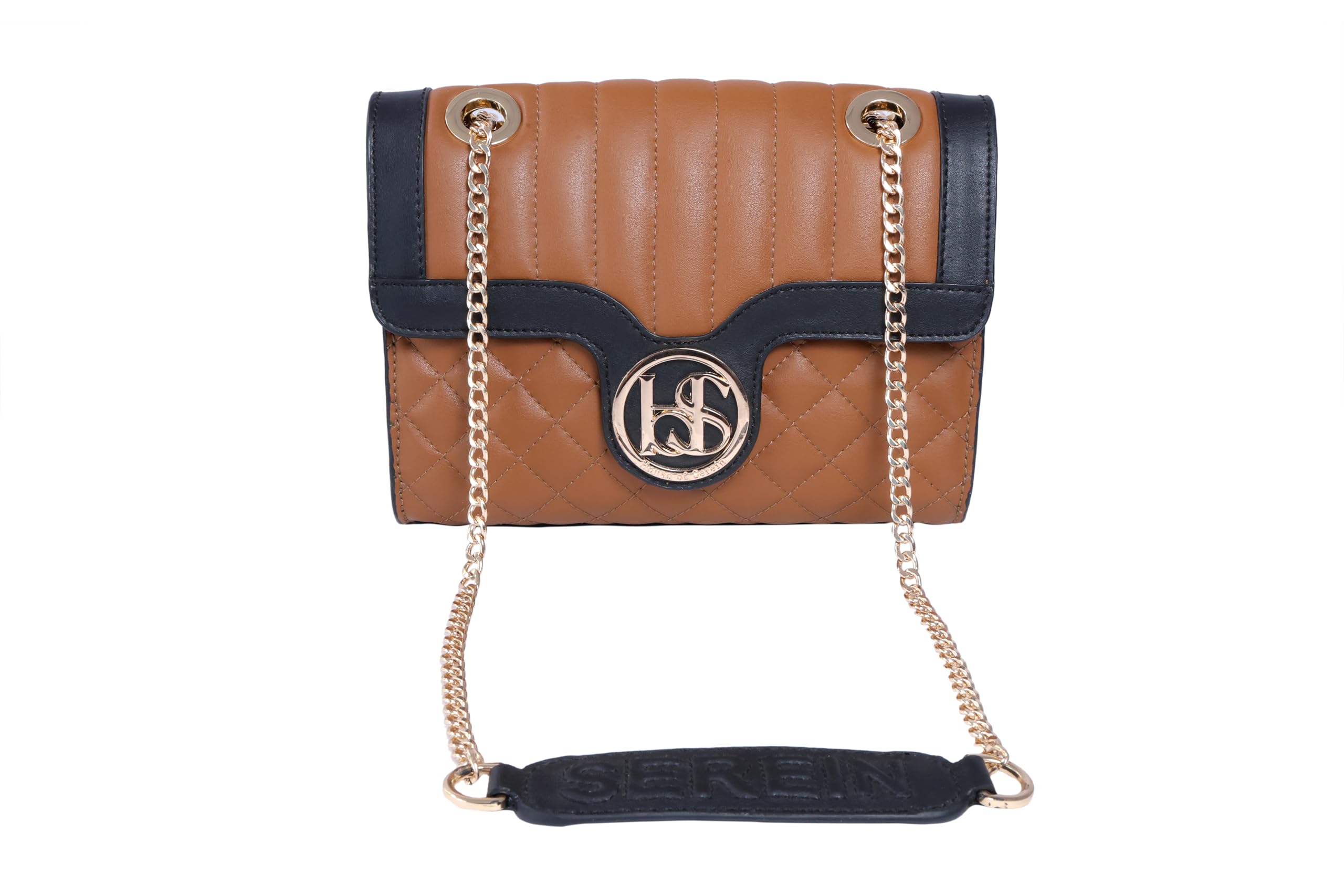 SEREIN HOS tan & black Buckle women's Sling Bag 2