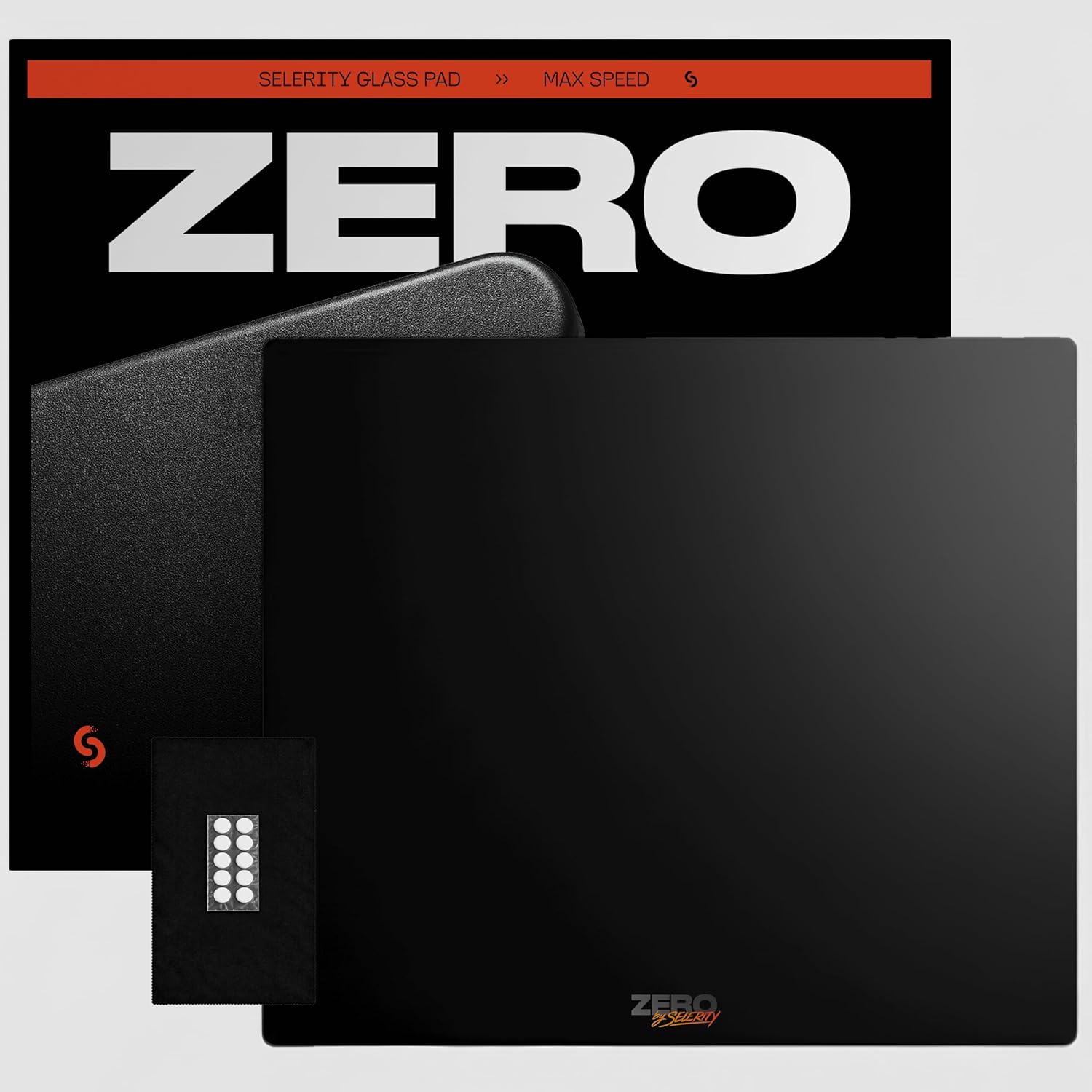 Glass Gaming Mouse Pad Large 19.3 x 16.5 inch – Tempered Hard Mousepad with Full Silicone Base Glasspad for FPS Gaming, Zero Friction, XL, Black