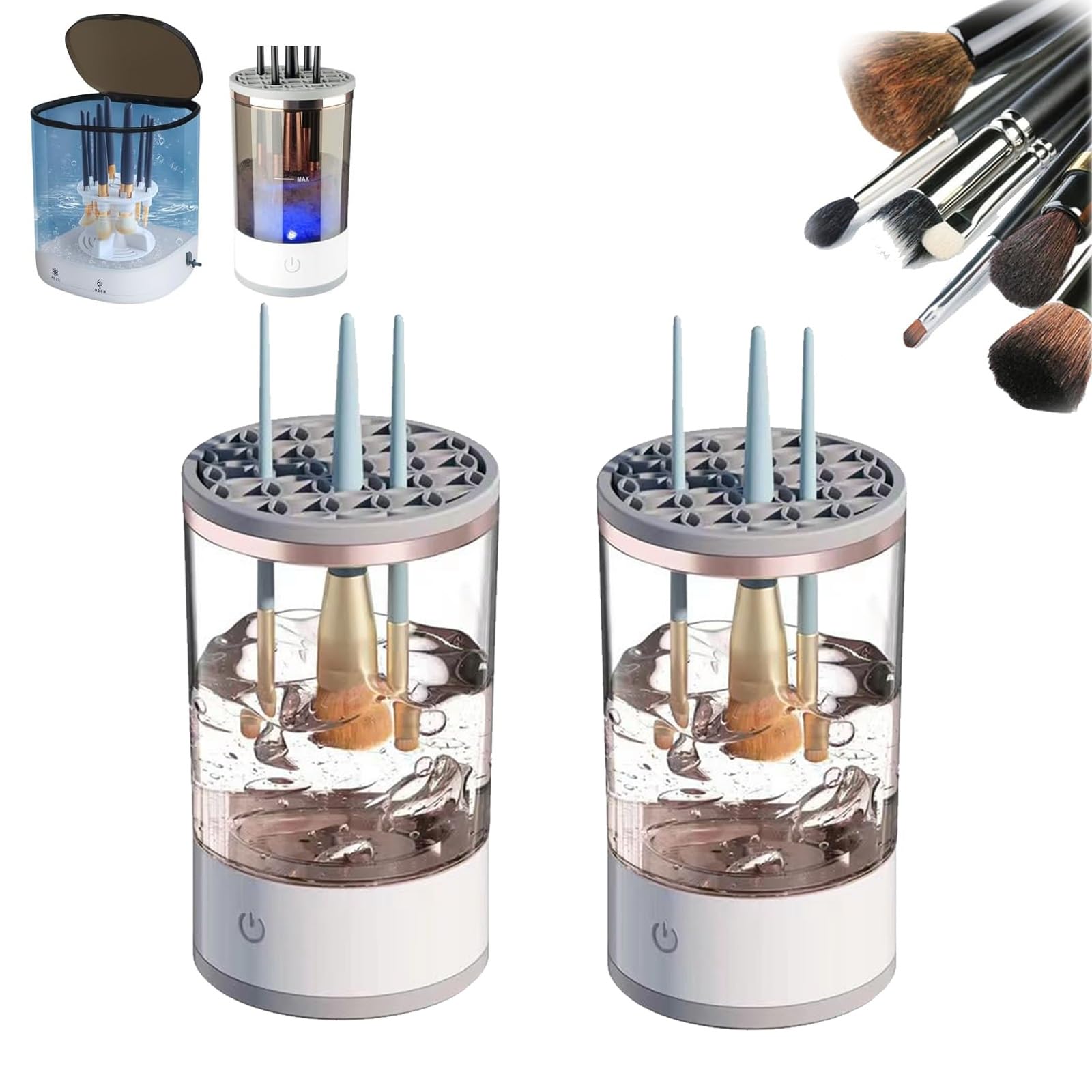 Kosmetikpinselreiniger, Make-up-Pinselreinigermaschine, Brushly Pro Kosmetikpinselreiniger, tragbarer elektrischer Make-up-Pinselreiniger, automatisches Drehen (Size : 2pcs)