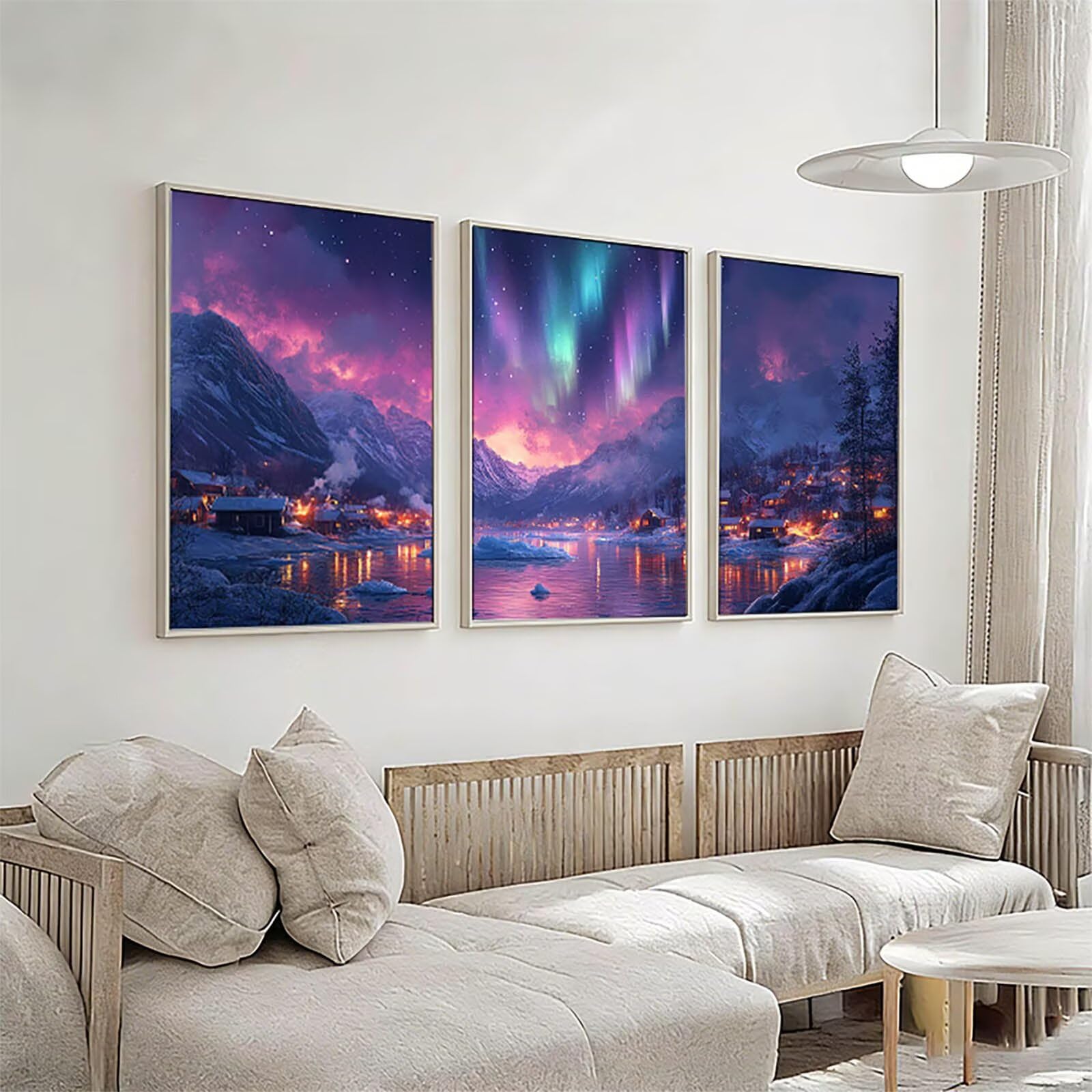 3 Pezzi Diamond Painting per Adulti Aurora 5D Diamond Painting Crystal Art Ricamo Quadrato Pequeñoggio per Principianti Adulti, Arredamento per la Casa Decorazioni da Parete 60x90cm a-6192