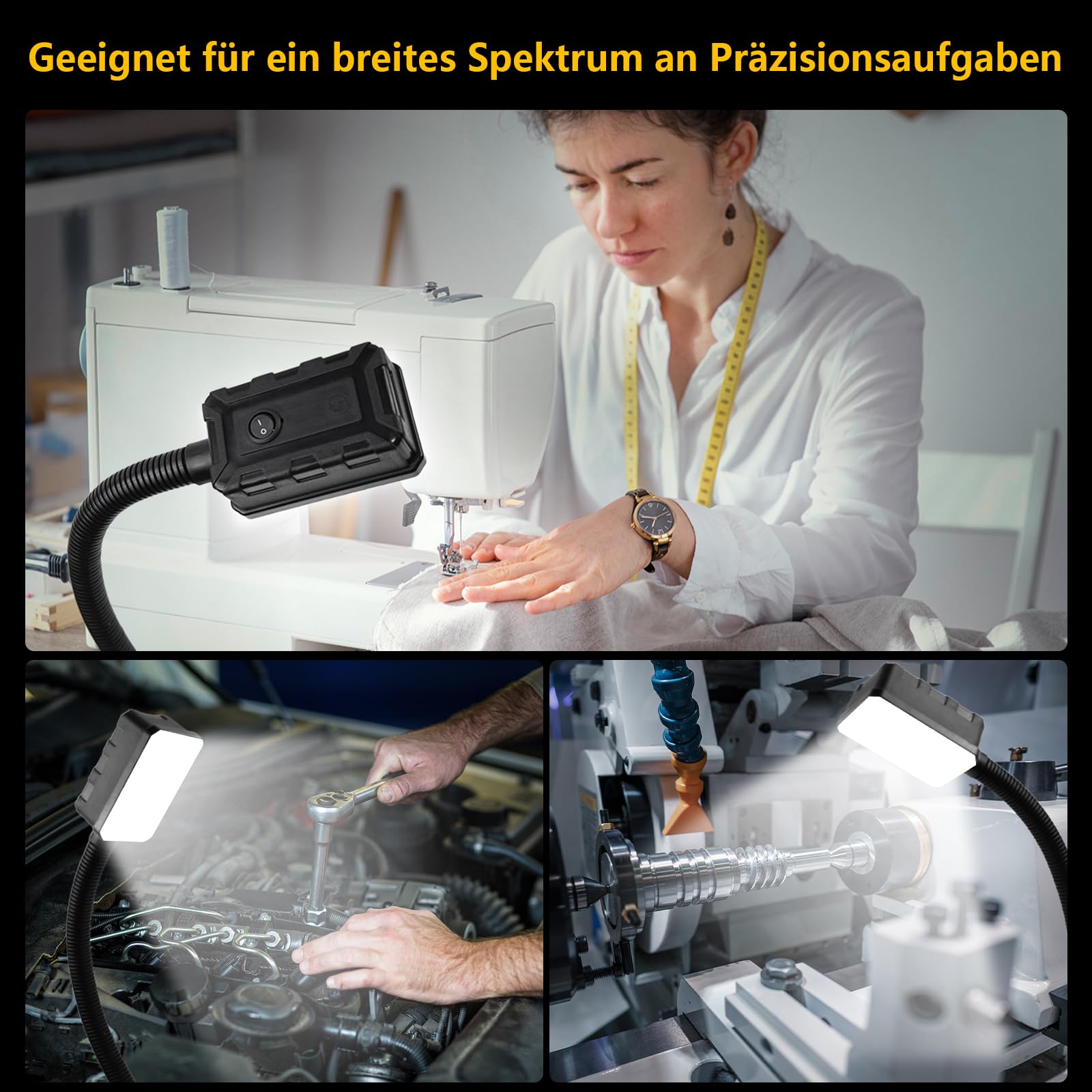 15W LED Magnetische Arbeitsleuchte, 6000K Kaltweißes Maschinenlicht mit Starkem Magnetfuß, AC220-240V Flexibler Schwanenhals Für Drehmaschine Fräse Bohrmaschine Werkbank