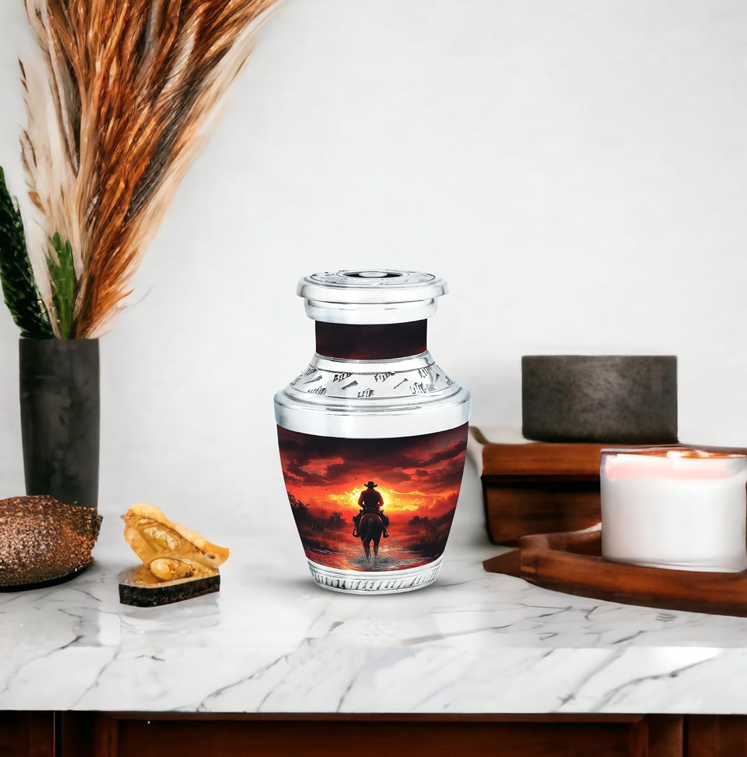 Cowboy Urn - Urn for Ashes Adult Male - Small Urns for Human Ashes Keepsake - Cremation Keepsakes for Ashes - Cremation Urns for Human Ashes - Urn for Ashes for Women Size 3 Inch Pack of 2