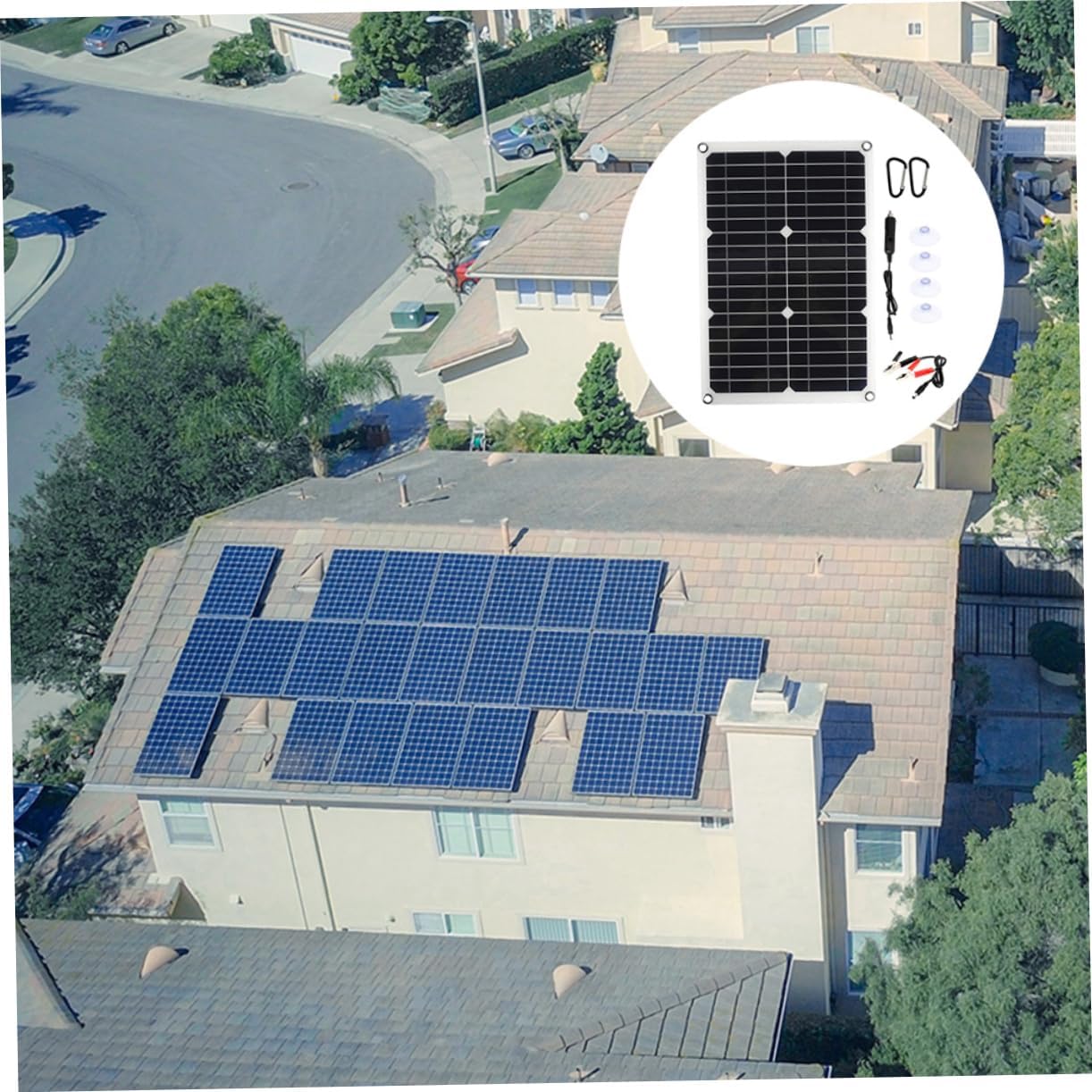 POPETPOP 1set Portable Solar Panel Charger Kit Dual USB Ports Solar Power Controller for Boats Cars and Yachts Overcurrent Circuit High Wind Resistance