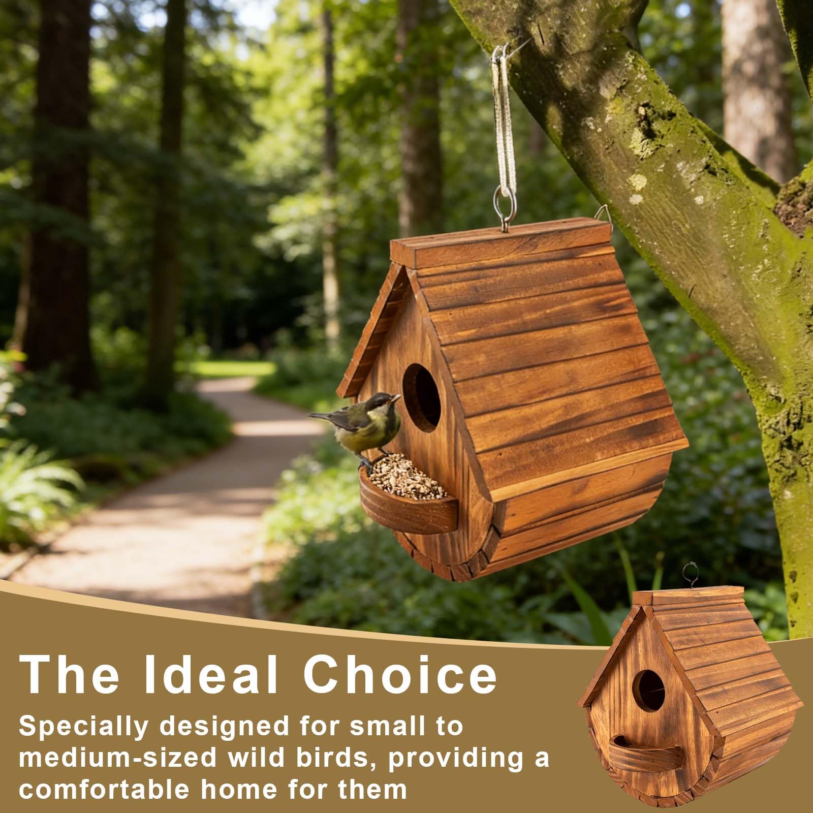 Nichoir pour Oiseaux Sauvages, Nichoirs à Oiseaux Sauvages, Nichoir, Nichoir Suspendu pour Le Jardin, Nichoir Suspendu en pin,Cabane Oiseaux en Bois Exterieur, adaptée aux Jardins et aux balcons