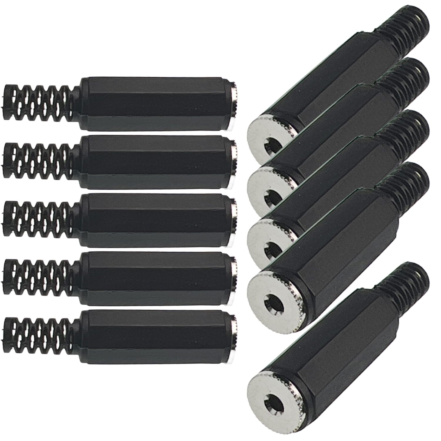 CESS 2.5mm TRS Female Stereo Socket, Balanced Solder Audio Jack with Black Hex Housing, 10 Pack