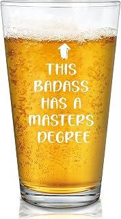 Futtumy Masters Degree Beer Glass - 15Oz, Graduation Gift for Him Men, Badass Design Beer Glass, Masters Gegree Graduation Gifts for Him Men, Perfect for Home or Office Use