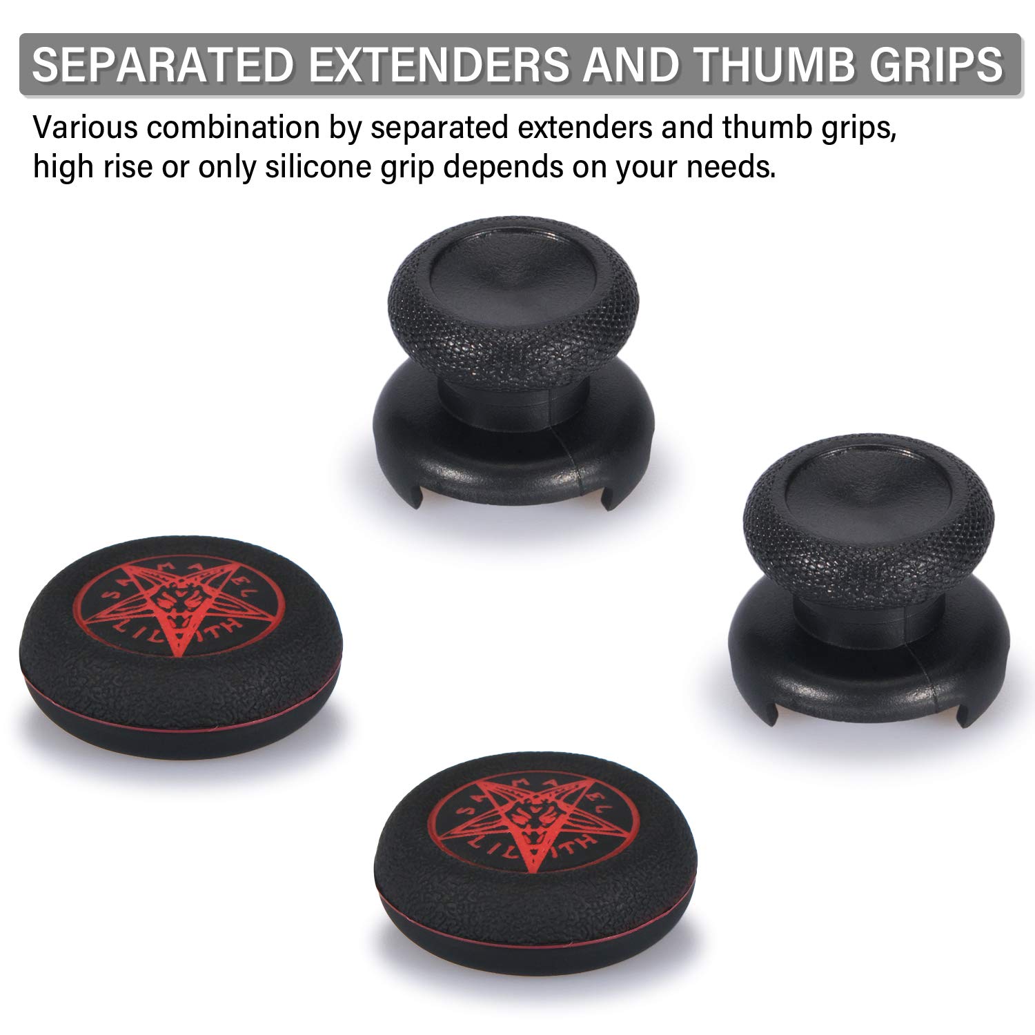 FPS Thumbstick Extender & Printing Rubber Silicone Grip Cover 2 Sets for Xbox Series X/S & Xbox One Controller (Demon Circle) — view 3
