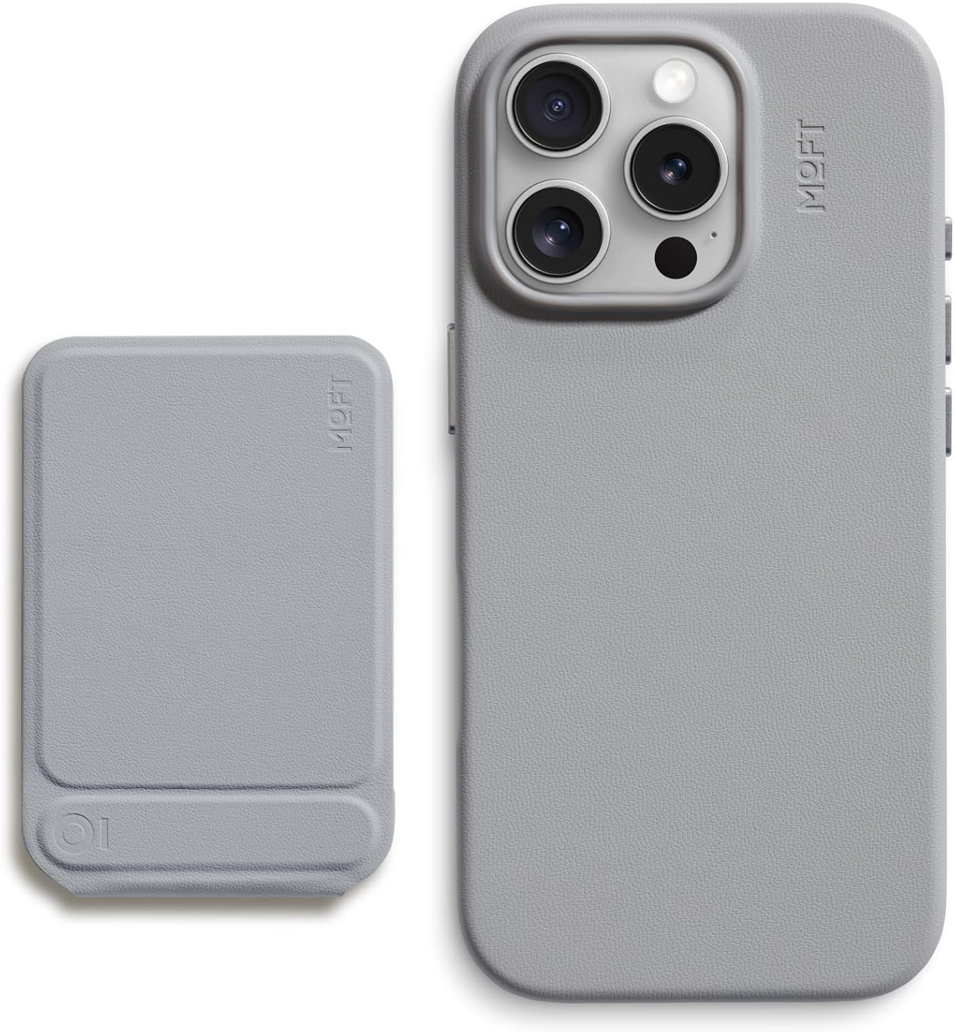 MOFT Phone Tripod Stand Cement & Snap Case MOVAS™ Vegan Leather for iPhone 16Promax Cement