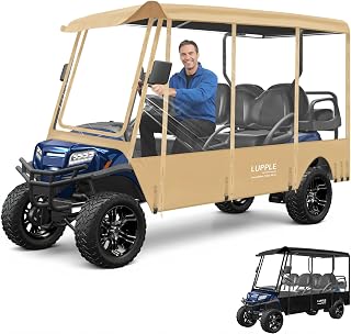 Golf Cart Enclosure 4 6 Passenger for EZGO TXT RXV, Club Car Precedent DS, Evolution, Yamaha, All Models Rain Cover for 54"-124" Short or Extended Long Roof, Golf Cart Accessories
