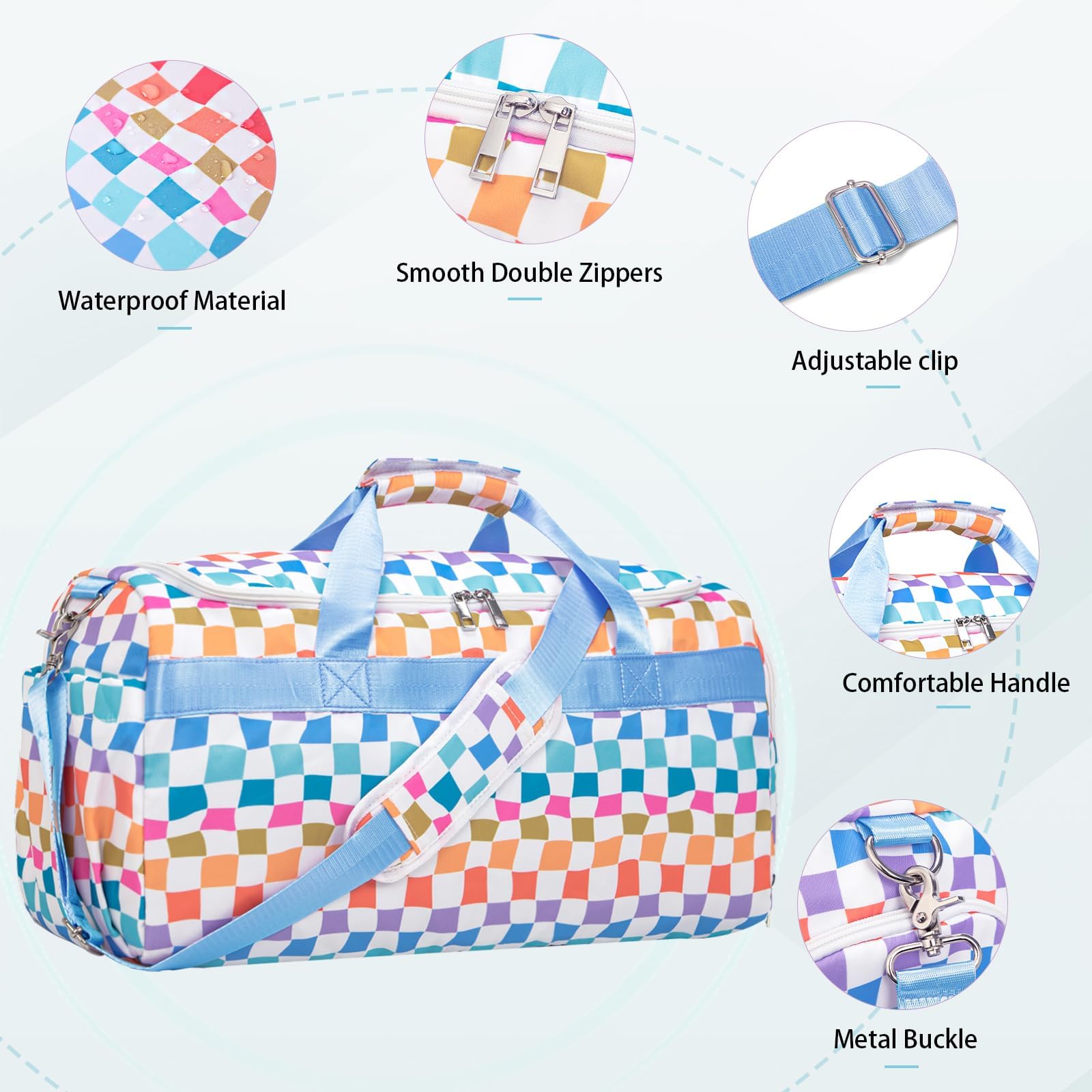 Grand sac de sport pour homme et femme, grand sac de voyage avec compartiment à chaussures et poche humide, sac de week-end, sac de nuit, sac d'entraînement pour le sport, la gym, les voyages, bleu