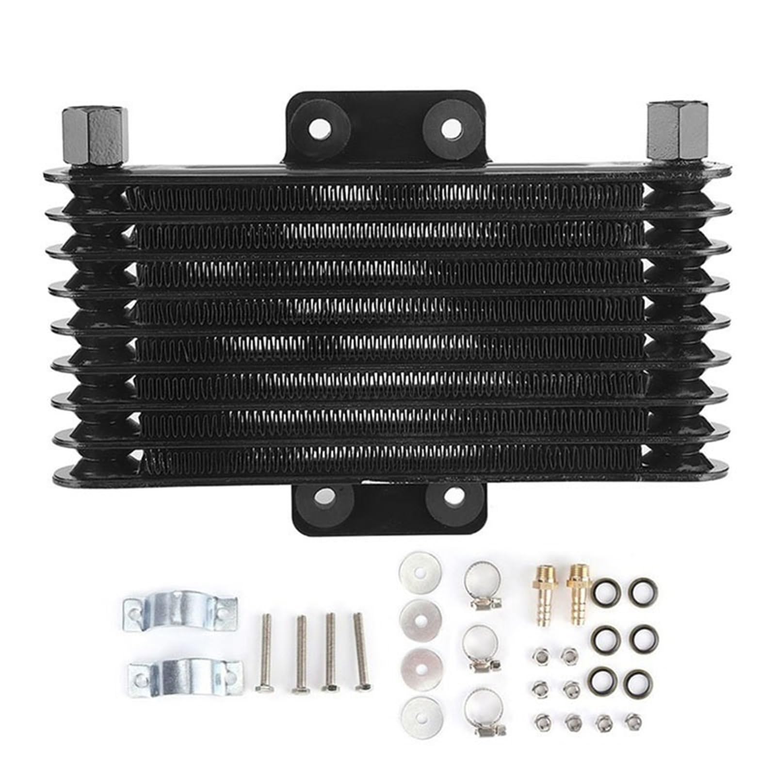 Chłodnica silnika Uniwersalna chłodnica oleju do silnika motocyklowego o pojemności 125–250 cm3, 8-warstwowa, czarna/srebrzysta, z akcesoriami Chłodnica Oleju(Black)