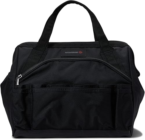 Miniatura 7 de WOLVERINE Bolsa de herramientas de 13 pulgadas con 14 bolsillos hecha de lona de alta densidad con trabillas de cincha, color negro
