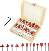Carbide Router Bit Set of 12 - 6 mm Shank - Wooden Box for Professional Milling Bits, Woodworking Accessories, MDF & Plastic
