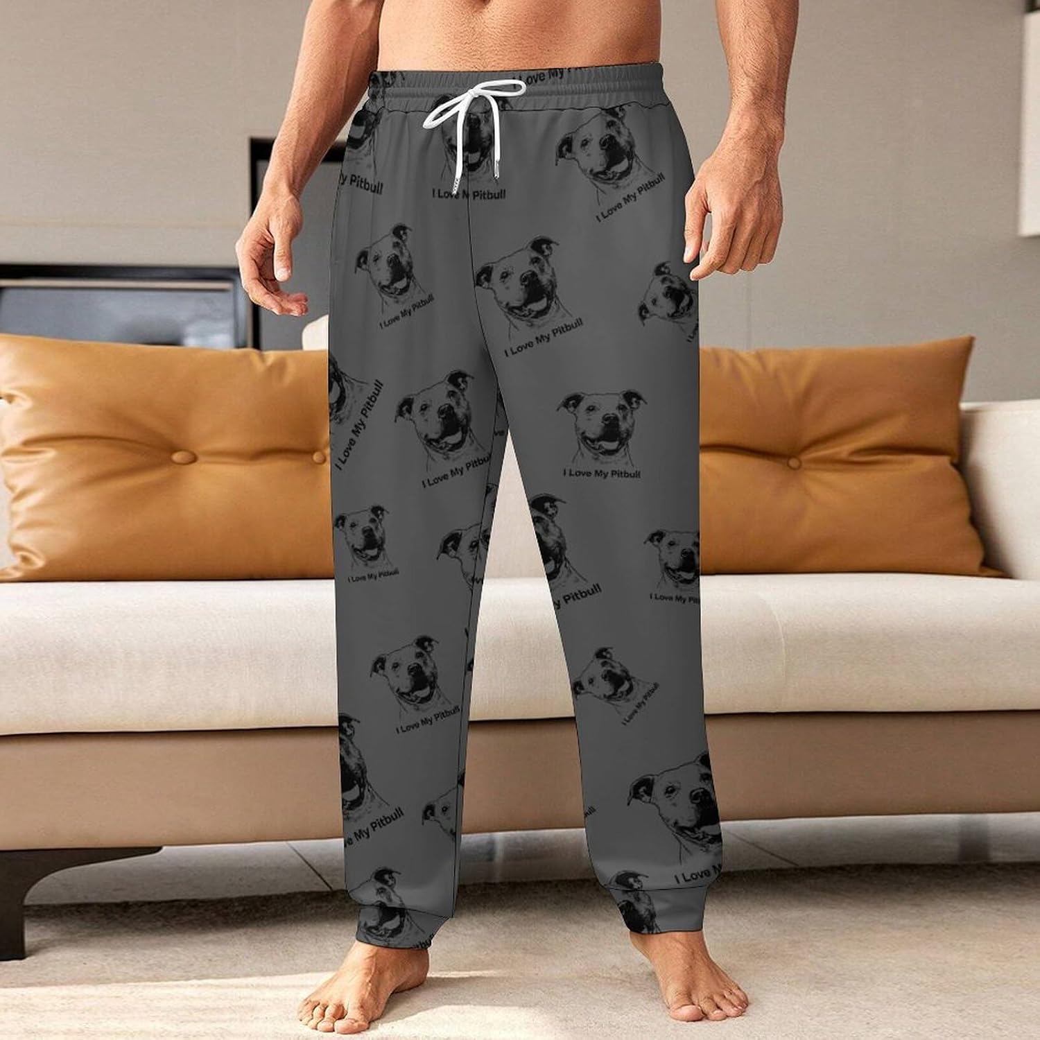 I Love My Pitbull1 Casual Men's Sweatpants Lounge Pant 4X-Large
