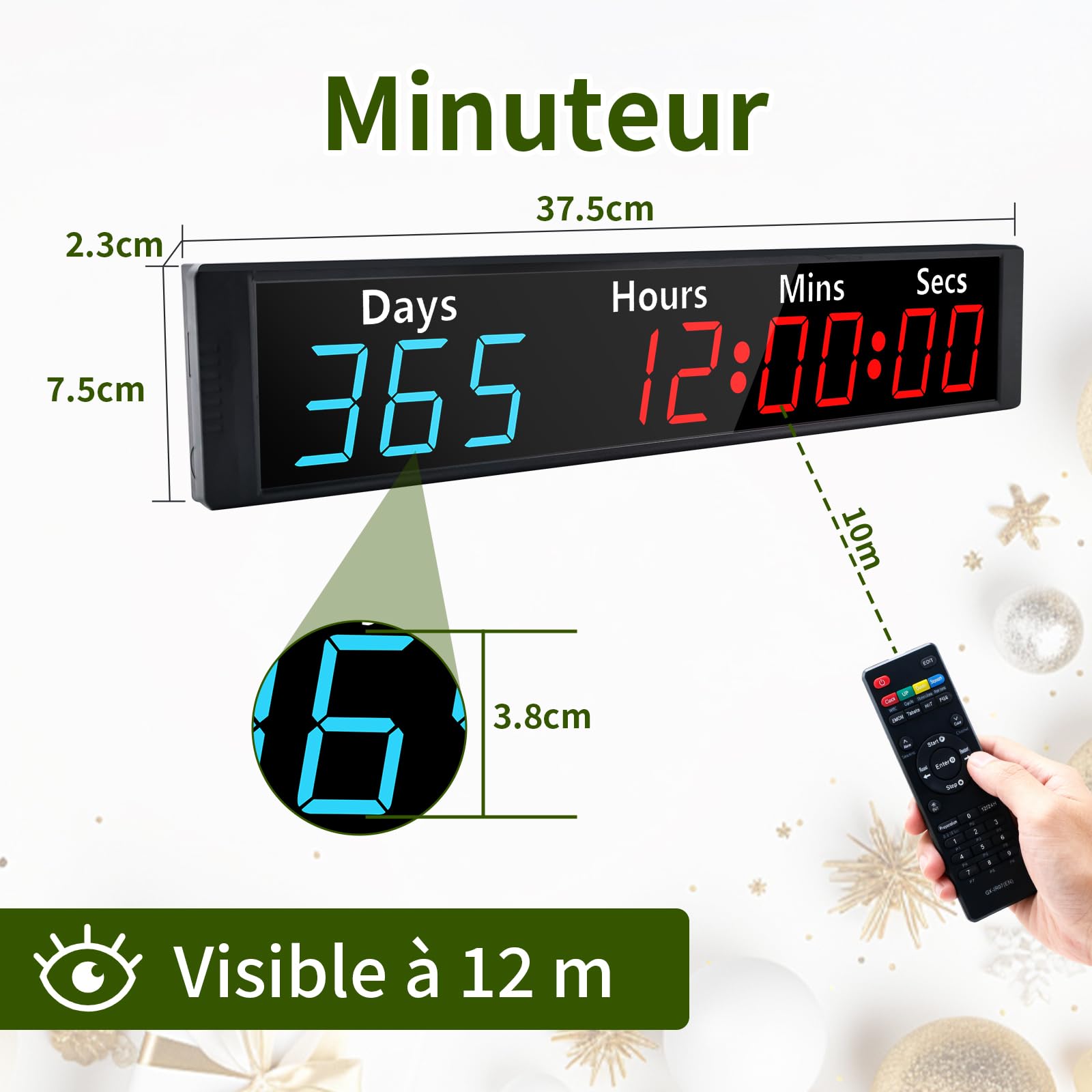 LUCKY TIME Minuteur Compte à rebours 999 Jours, Retraite 7 Couleurs