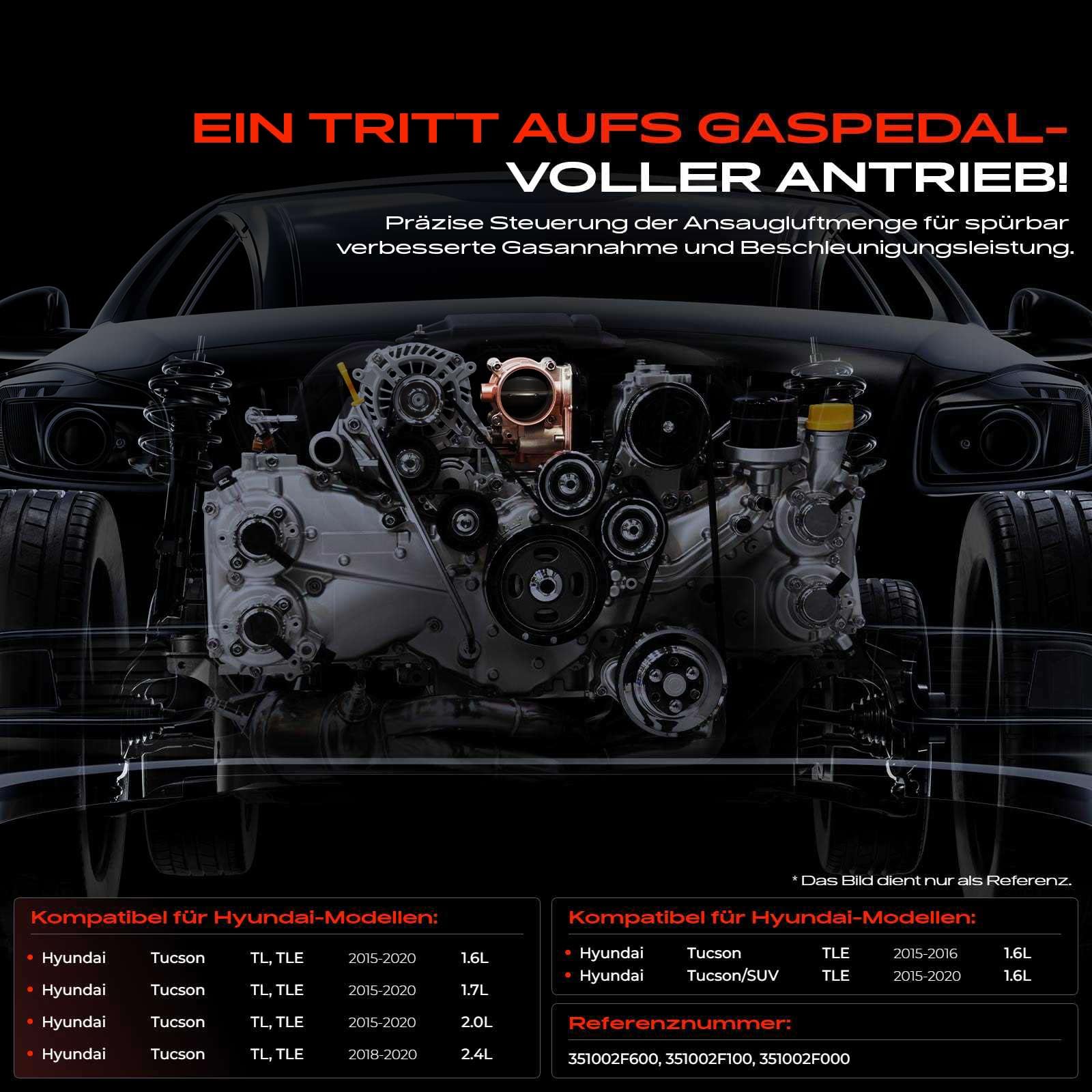 Frankberg Drosselklappe Drosselklappenstutzen Kompatibel mit Tucson TL TLE 1.6L Tucson TLE 1.6L Tucson TL TLE 2.0L Tucson TL TLE 1.7L Tucson Replace# 351002F600