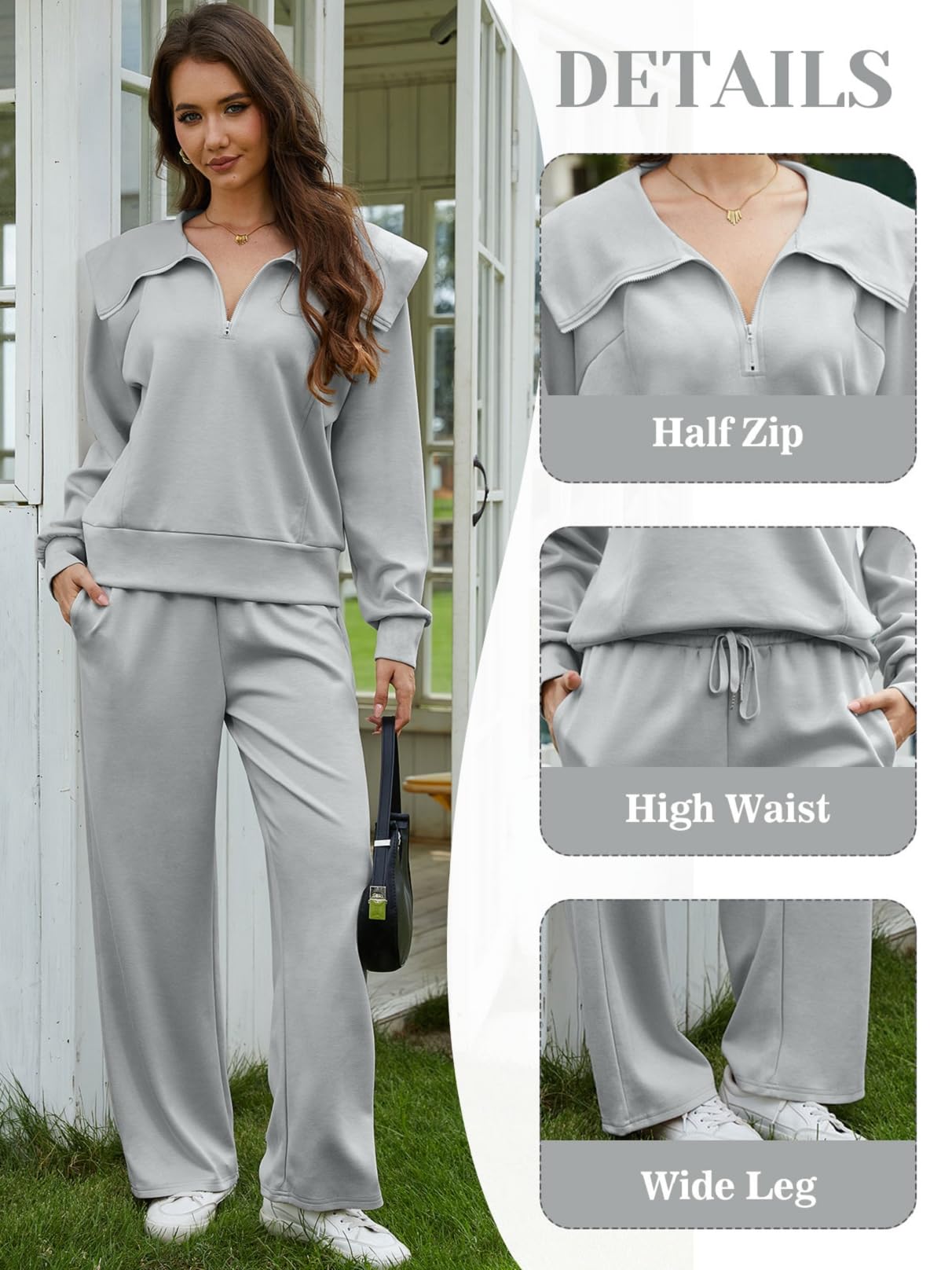 CheChury Zweiteiler Damen Elegant Trainingsanzug Hausanzug Dick Freizeitanzug Warm Winter Outfits Damen Jogginganzug Set Sweatshirt mit Halbem Reißverschluss Tracksuit Langarm Lounge Set