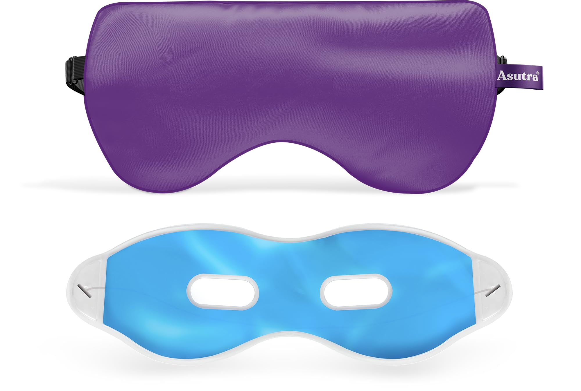 ASUTRA Silk Eye Pillow for Sleep, Purple - Filled w/Lavender Buds & Flax Seeds, Weighted Eye Mask, Meditation & Light Blocking Blindfold, Cooling Gel Mask Included