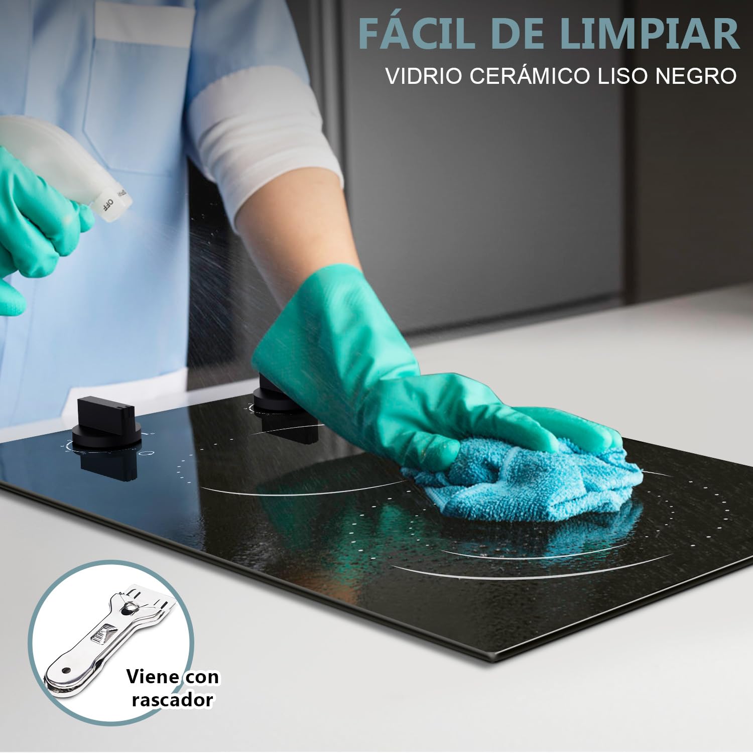 Hobsir Placa Vitrocerámica 2 Fuegos, 30 cm, Mando, 3000W