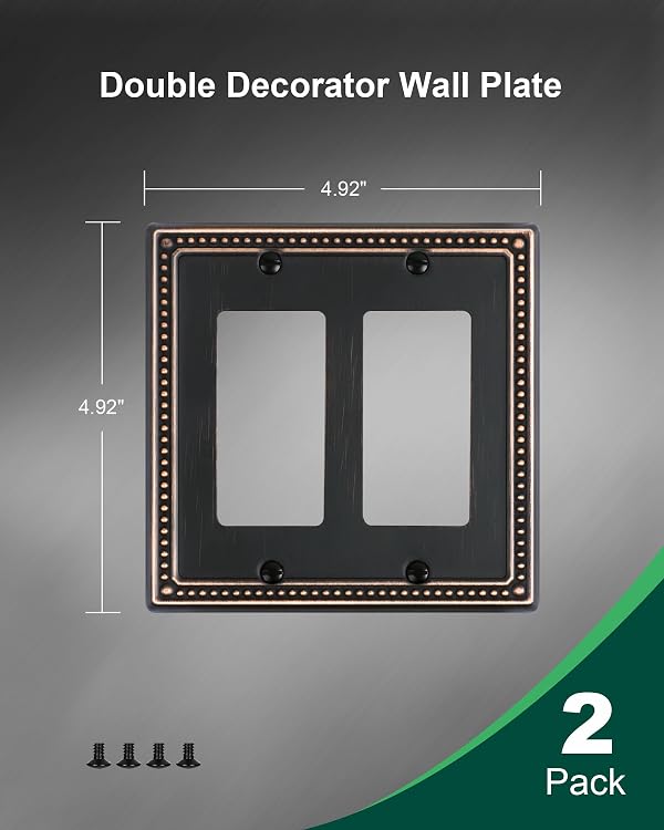 TREEWELL 2-Pack Double Decorator Outlet Cover Plate, Aged Bronze by treewell - Used condition - Image 2