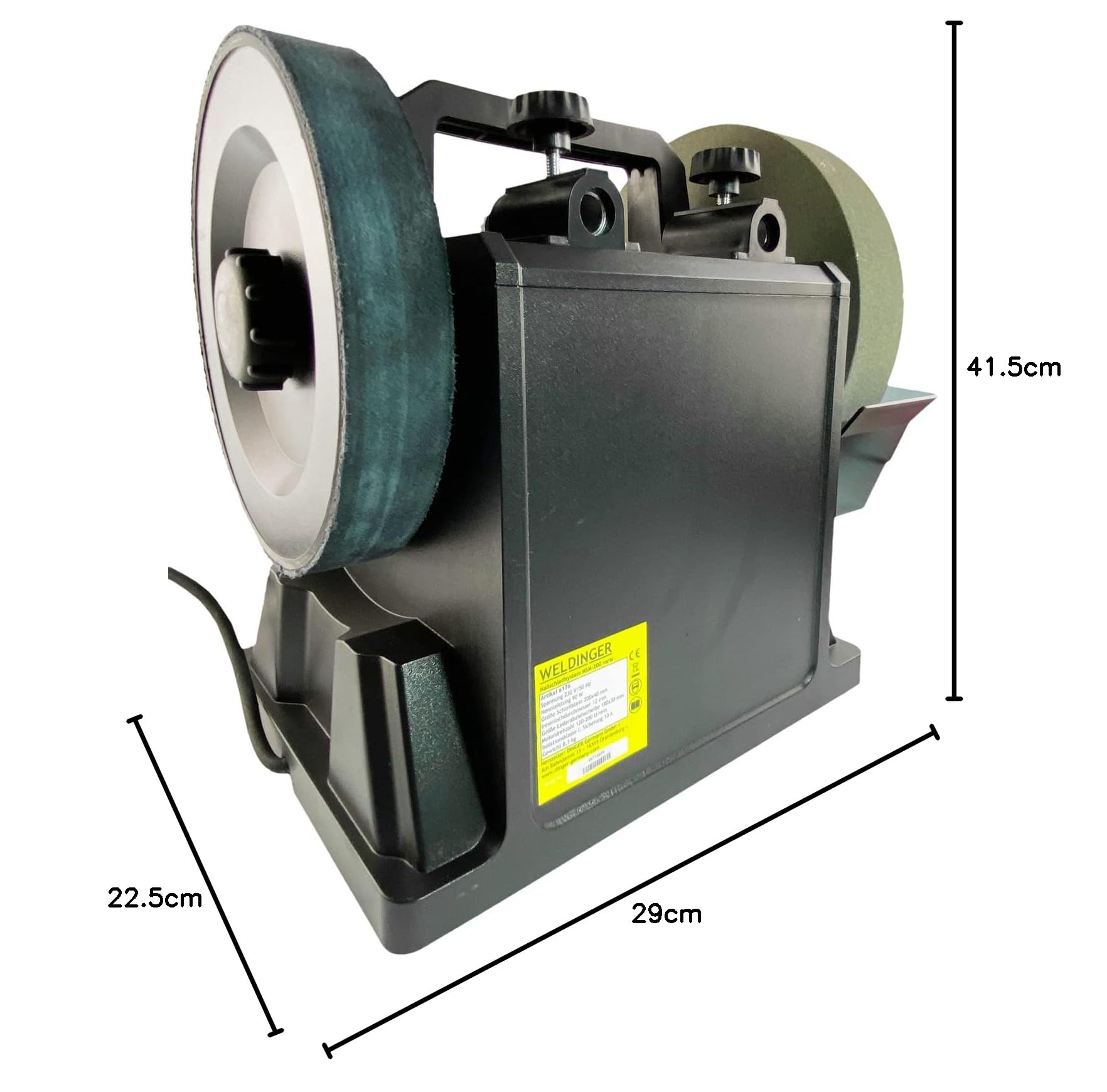 WELDINGER Nass- Schleifmaschine NSM 200 vario 90 W Drehzahl regelbar (Schleifgerät Doppelschleifgerät Naßschleifer Schleifer 5 Jahre Garantie)