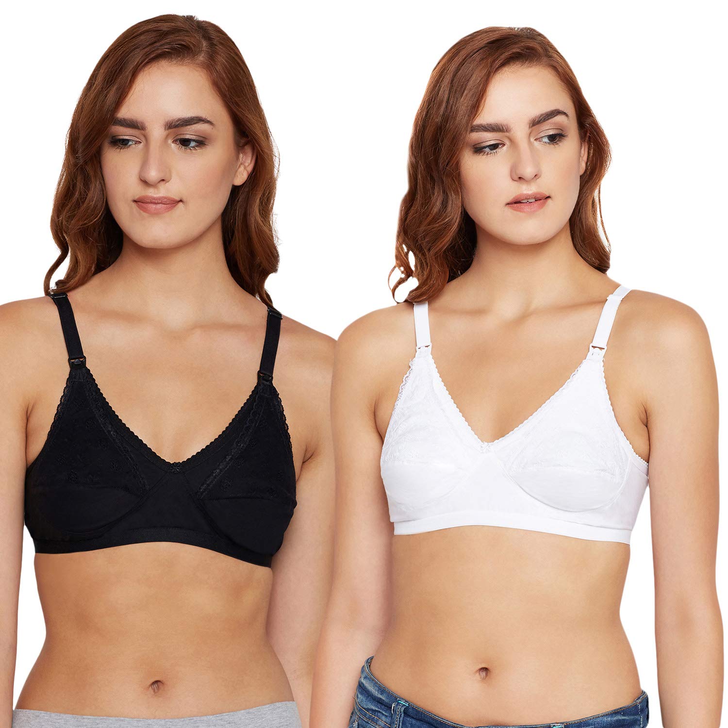 bodycare Pack of 2 Maternity/Feeding Bra in Black-White Colour - E5539BW-picture-24