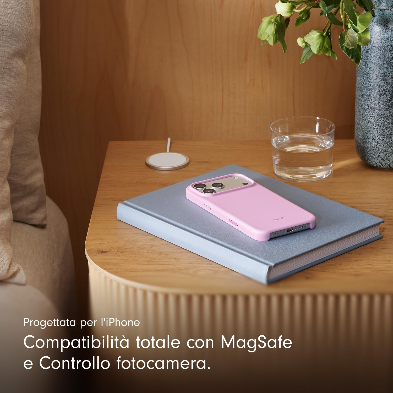 Beats Custodia per iPhone 17 Pro Max con MagSafe e Controllo fotocamera, finitura opaca, fodera in microfibra – Rosa ciottolo
