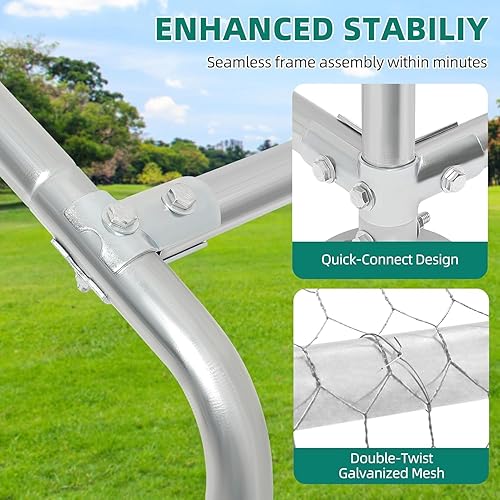 Miniatura 8 de YITAHOME Corral grande de metal para gallineros de 10 a 20 pollos, jaula para aves de corral con cubierta impermeable y anti-UV, jaula de pollo al