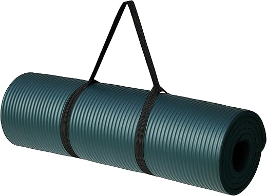 Amazon Basics 13mm Extra Thick NBR Yoga and Exercise Mat with Carrying Strap, Steel