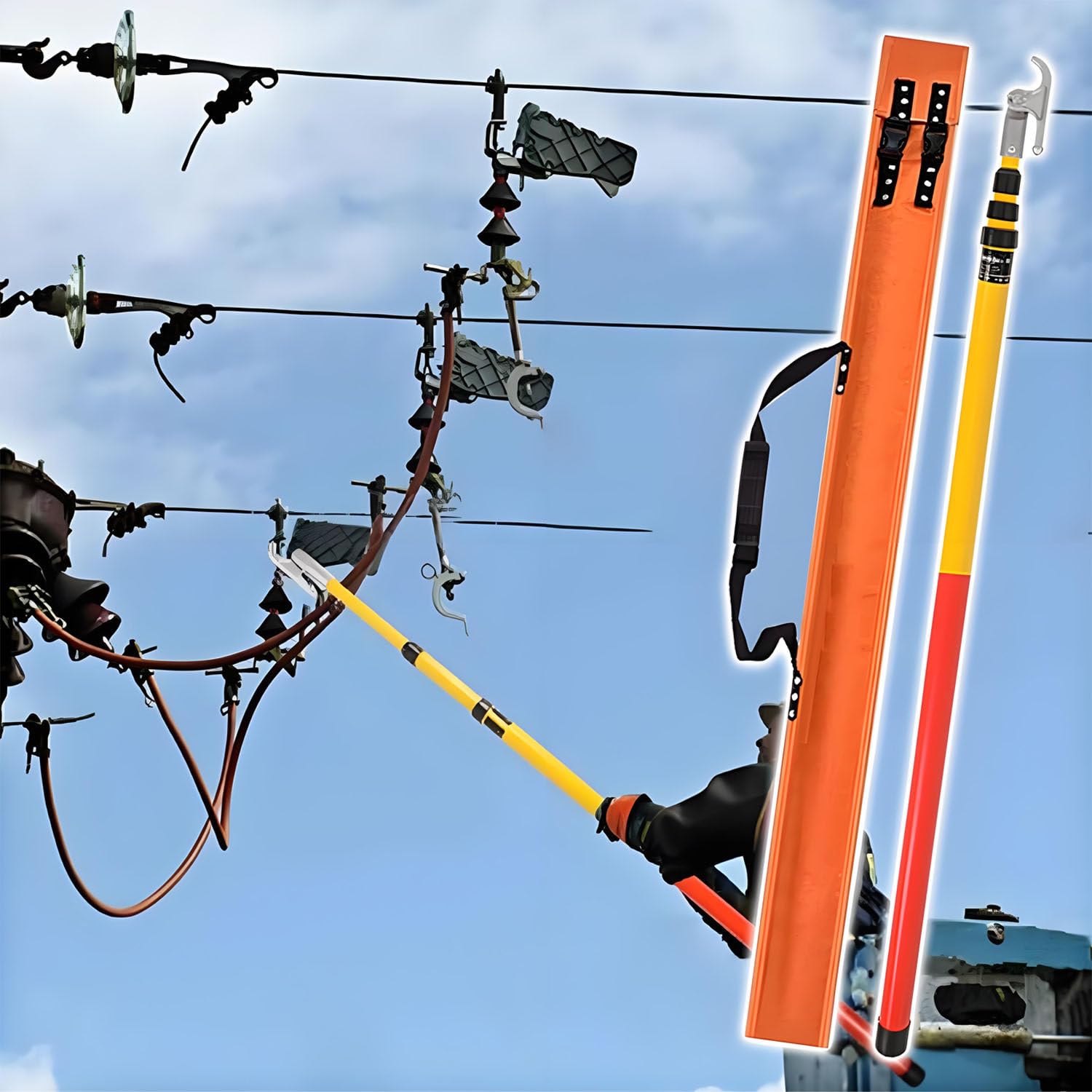 COAKUE High Voltage Rescue Pole, Telescopic Insulated Operating Stick 3m/9.8ft/3section