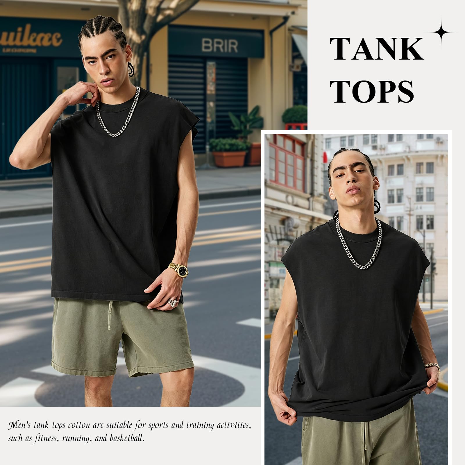 Herren Tank Top Gym Sommer ärmellose Baggy T-Shirts Oversize Muskelshirts Sleeveless Funktionsshirt für Männer