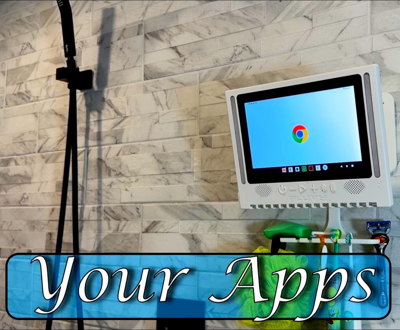 BLUVY Shower Mirror - Smart Fogless Shower Mirror,with LED Lights, Bluetooth Speakers, Tablet Functionality Mirror is More Than just a Mirror – It's a Game-Changer for Your Shower Experience!