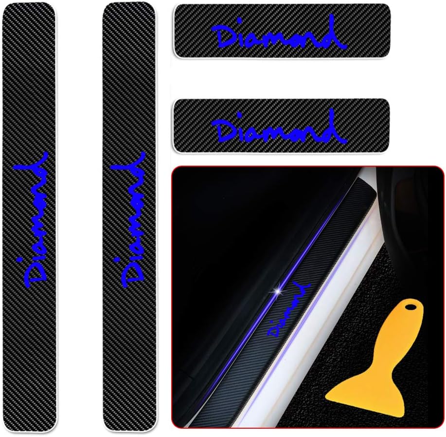 スカッフプレート サイドステップガード ドア 適合多数 スズキ Suzuki アルト アルトラパン エブリイ 反射テープ 絶品 通用版 1台分 外装 4枚 高輝度 エアロパーツ 青色 エブリイワゴン